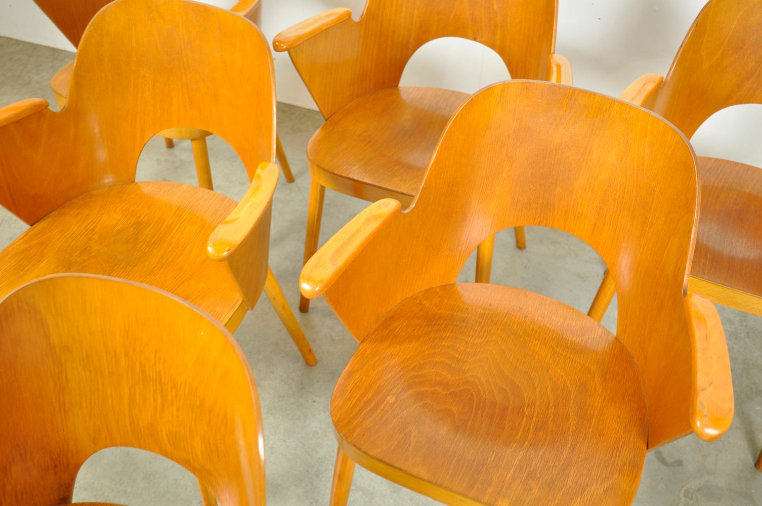 Beech Dining Chairs by Oswald Haerdtl and Produced by Ton 'Thonet' For Sale 2
