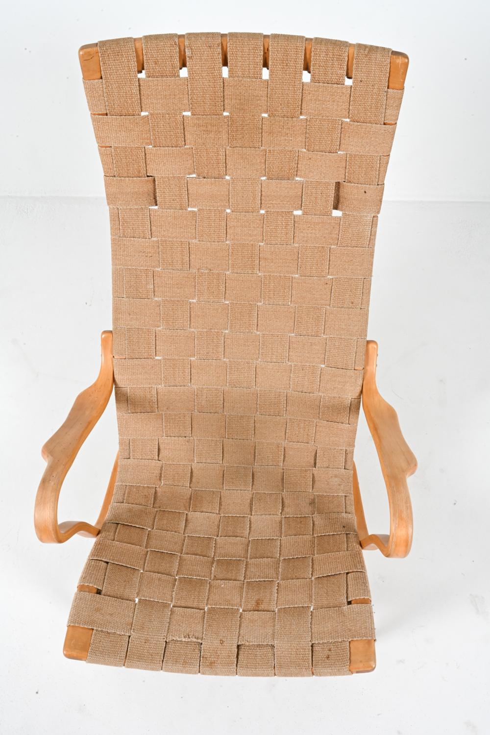 Beech 'Eva' Chair and Footstool by Bruno Mathsson, 1970's In Good Condition For Sale In Norwalk, CT