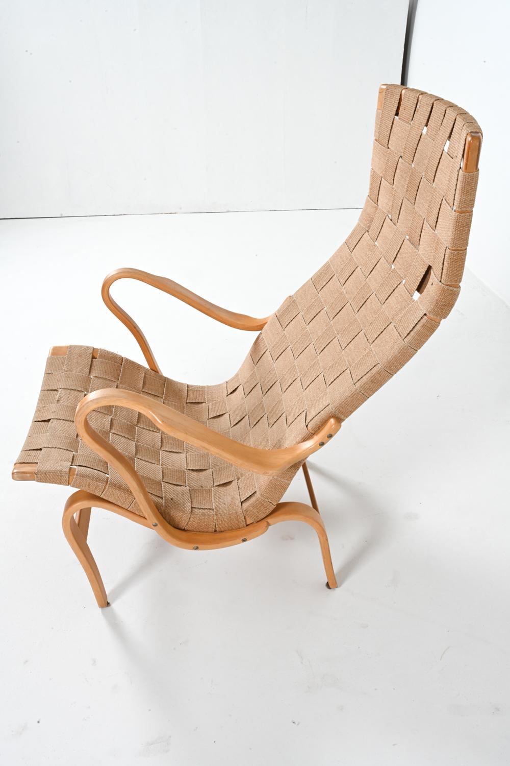 20th Century Beech 'Eva' Chair and Footstool by Bruno Mathsson, 1970's For Sale