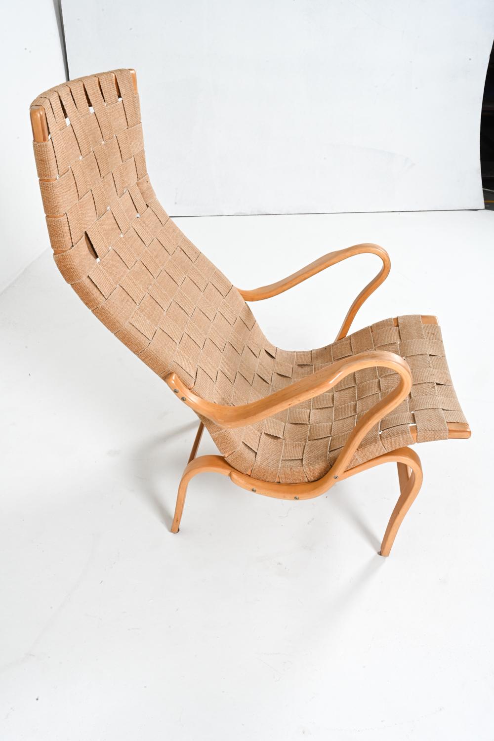 Beech 'Eva' Chair and Footstool by Bruno Mathsson, 1970's For Sale 1