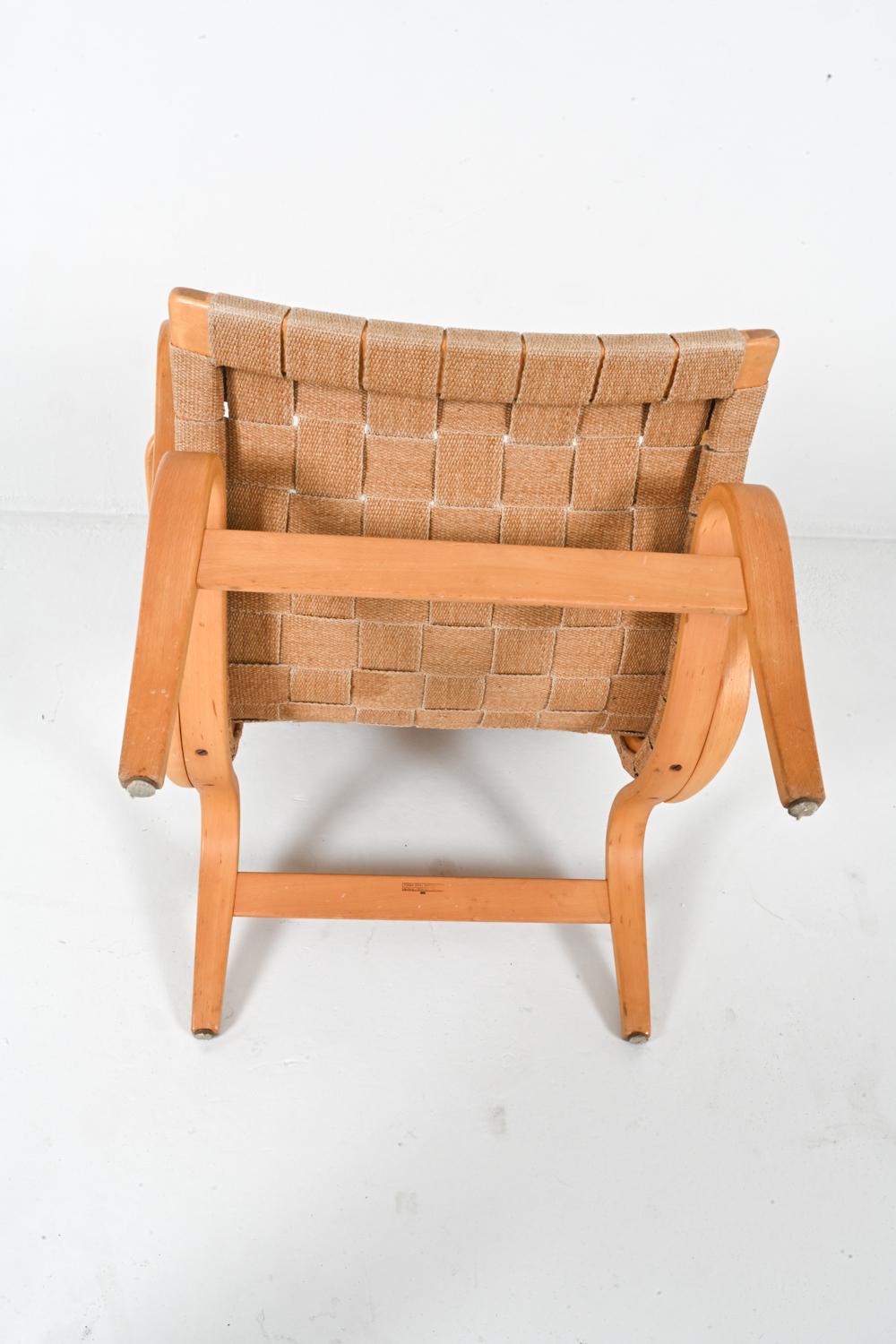 Beech 'Eva' Chair and Footstool by Bruno Mathsson, 1970's For Sale 2