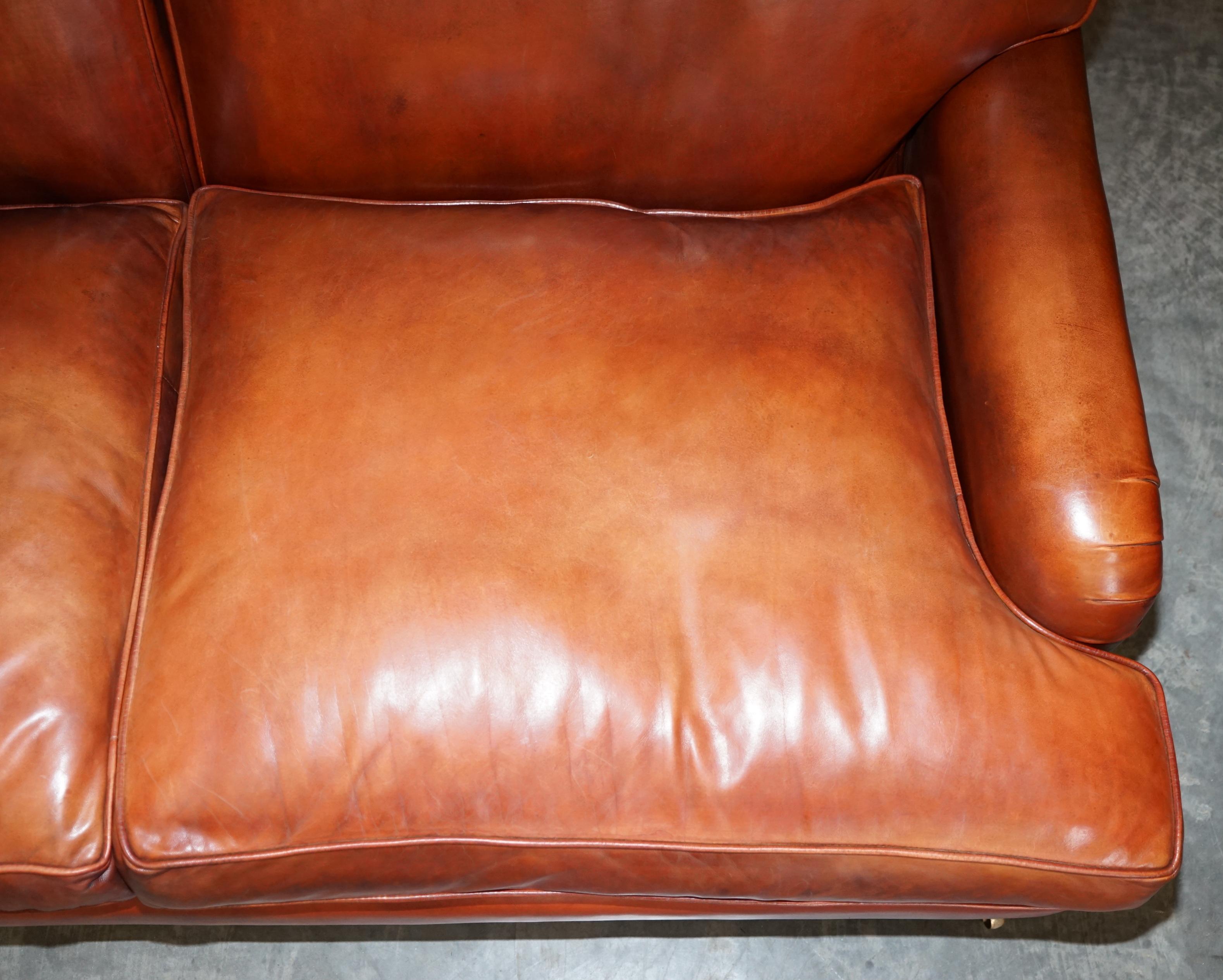 Beech Framed Hand Dyed Brown Leather Feather Filled Howard & Son's Style Sofa 1