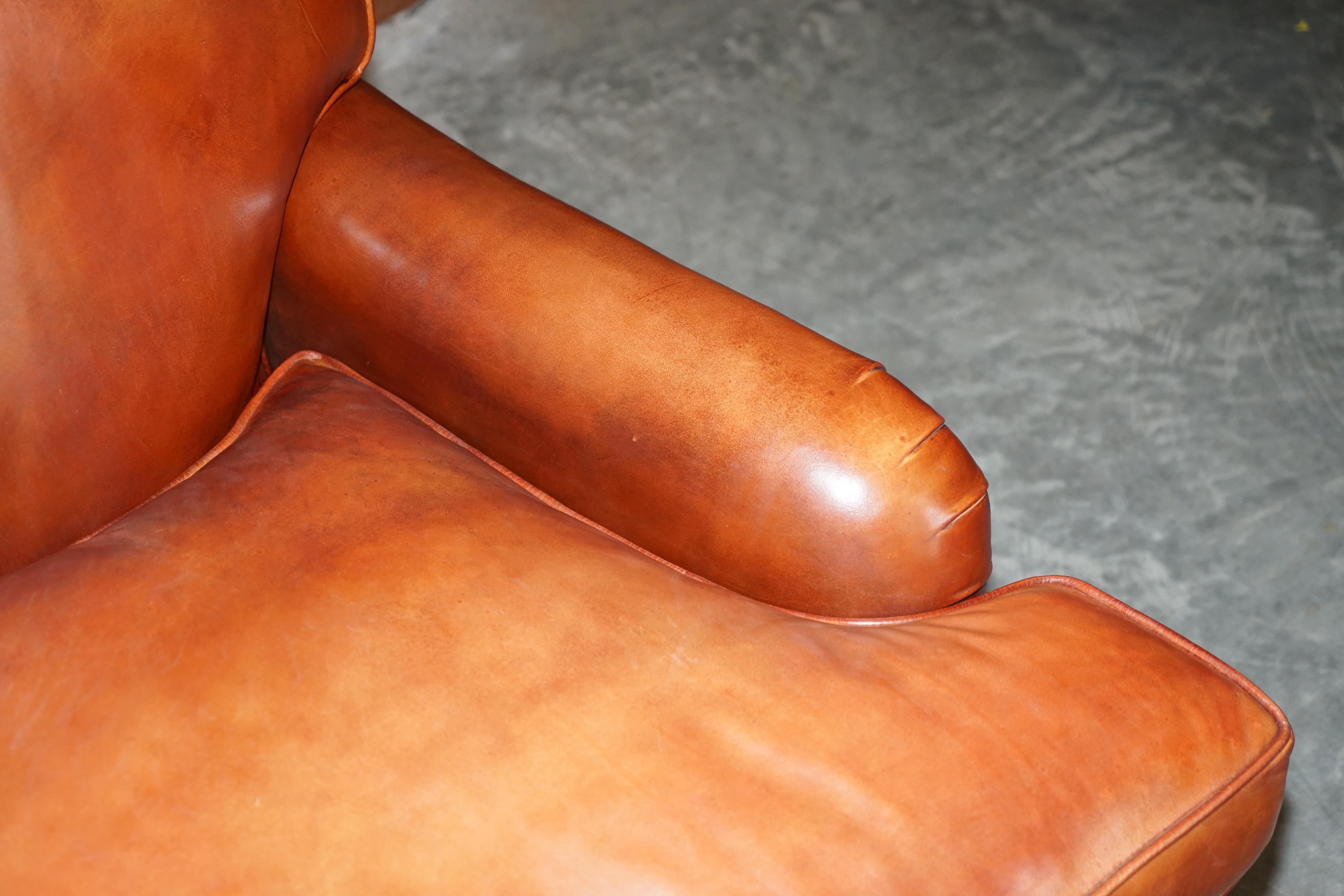 Beech Framed Hand Dyed Brown Leather Feather Filled Howard & Son's Style Sofa 2