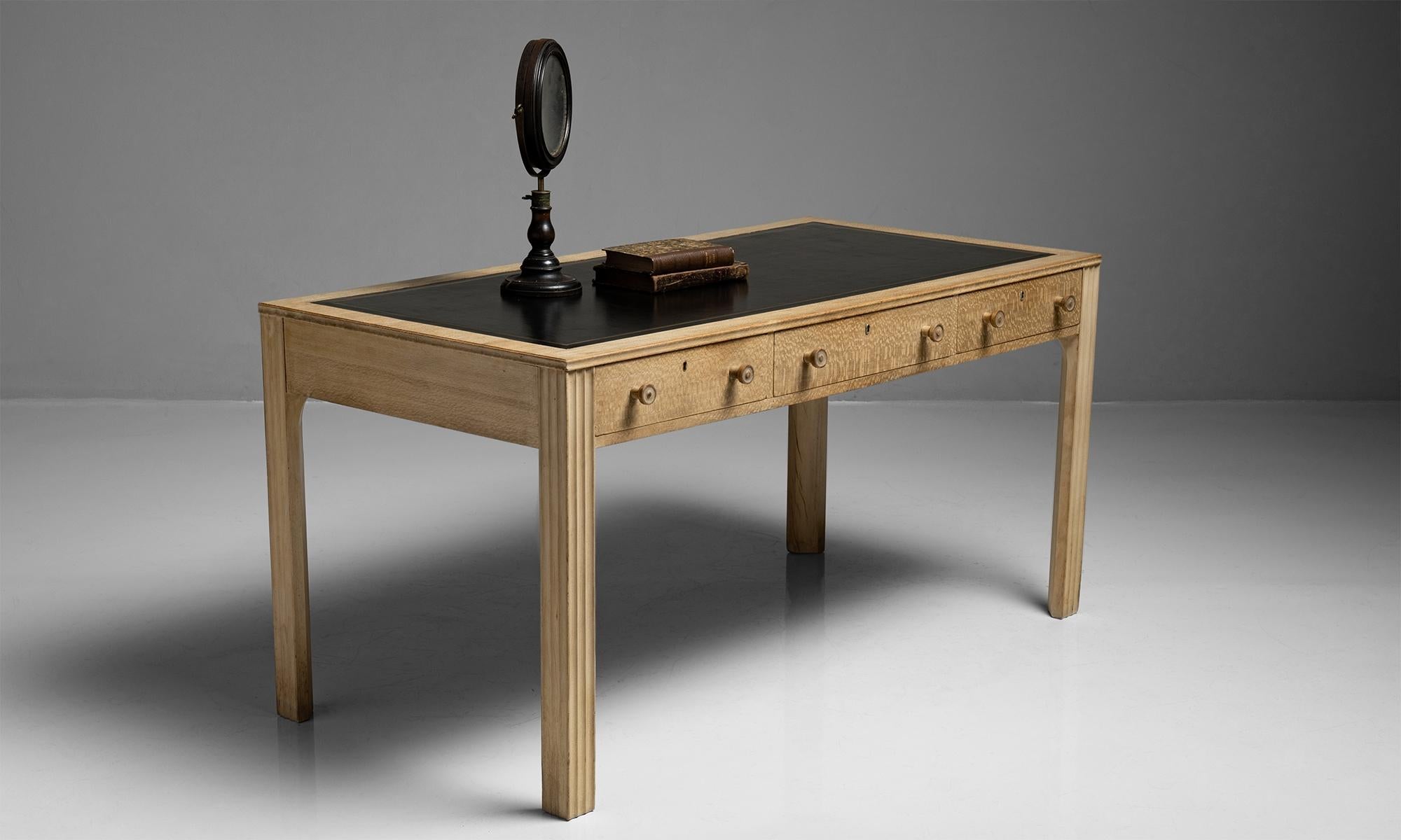 French Beech & Leather Desk, France, circa 1940