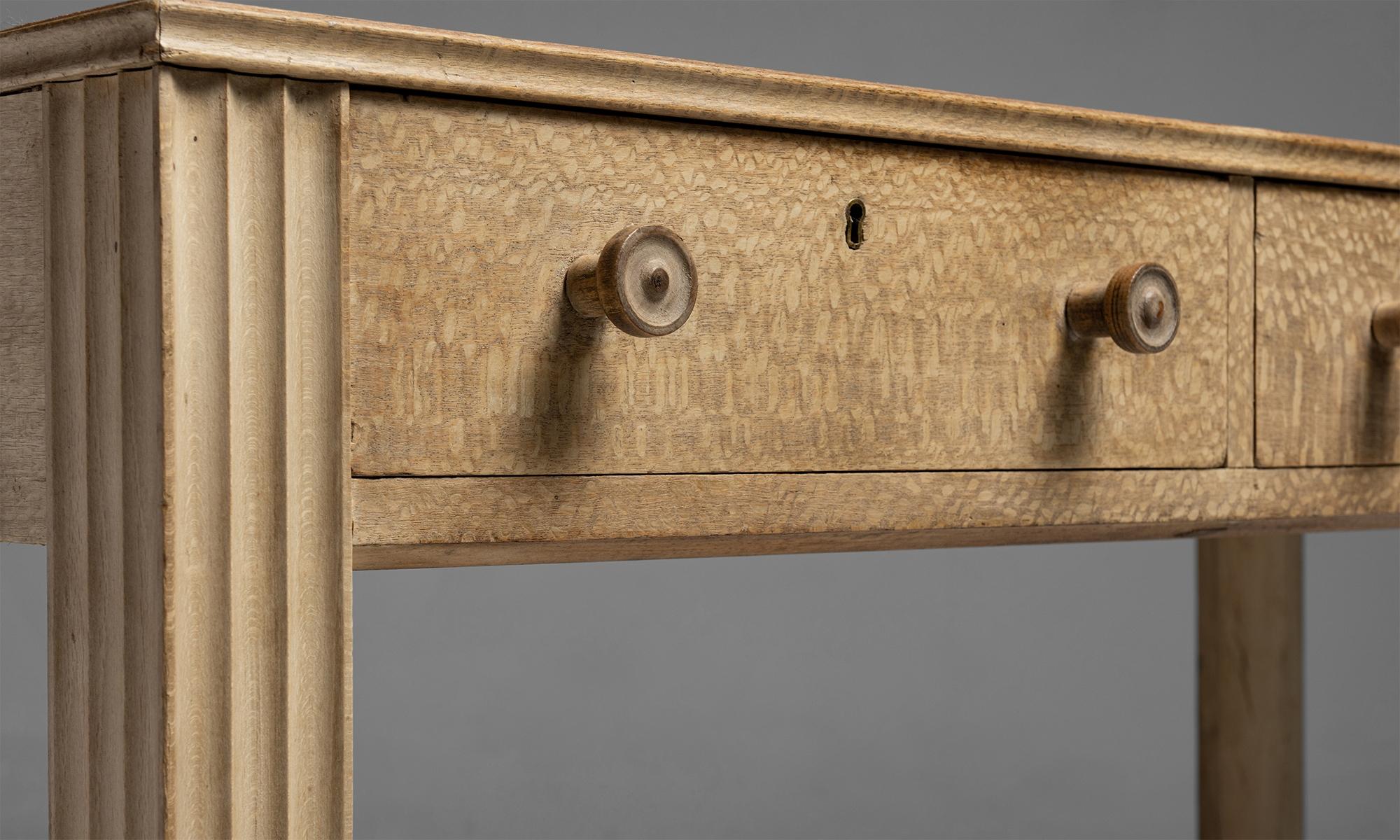 Beech & Leather Desk, France, circa 1940 In Good Condition In Culver City, CA