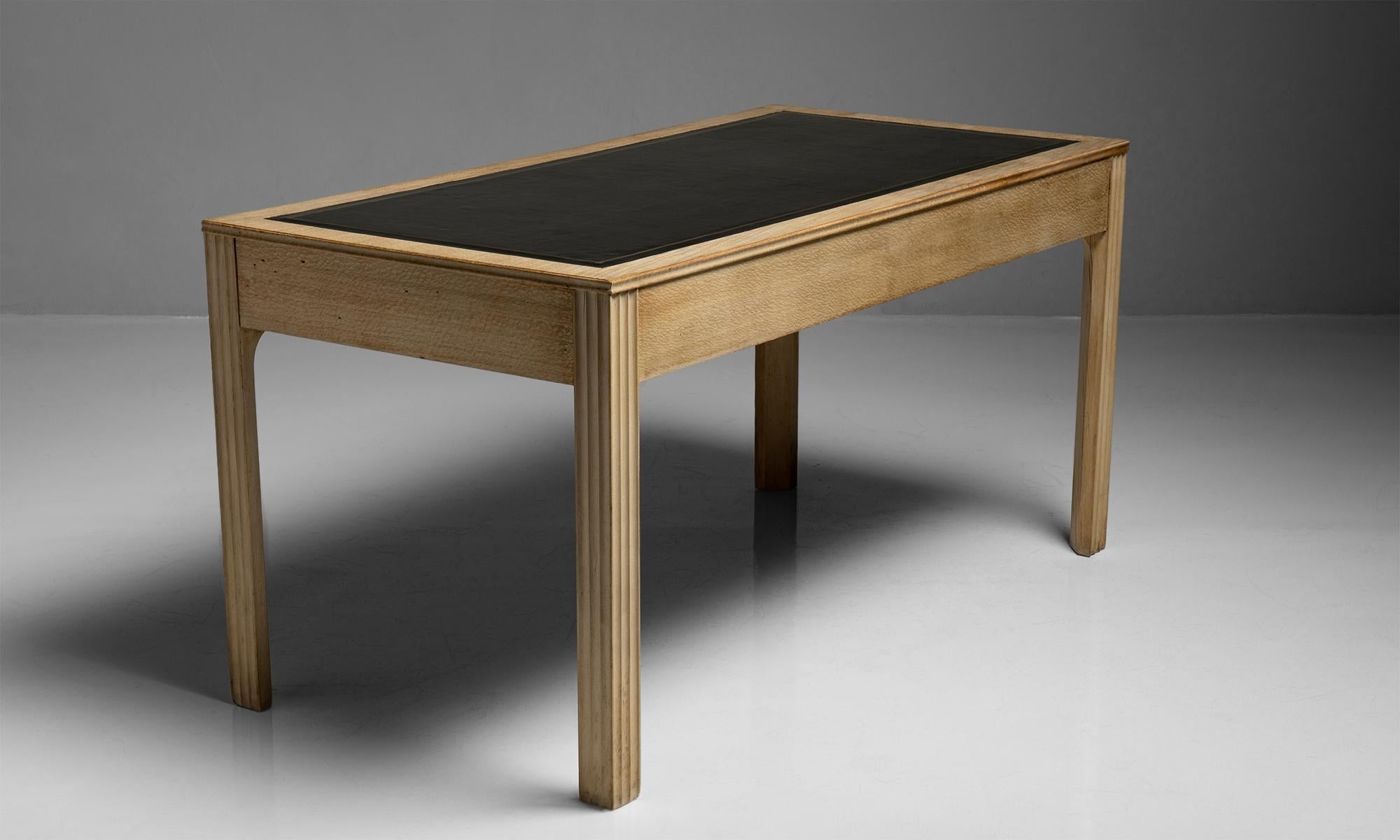 Mid-20th Century Beech & Leather Desk, France, circa 1940
