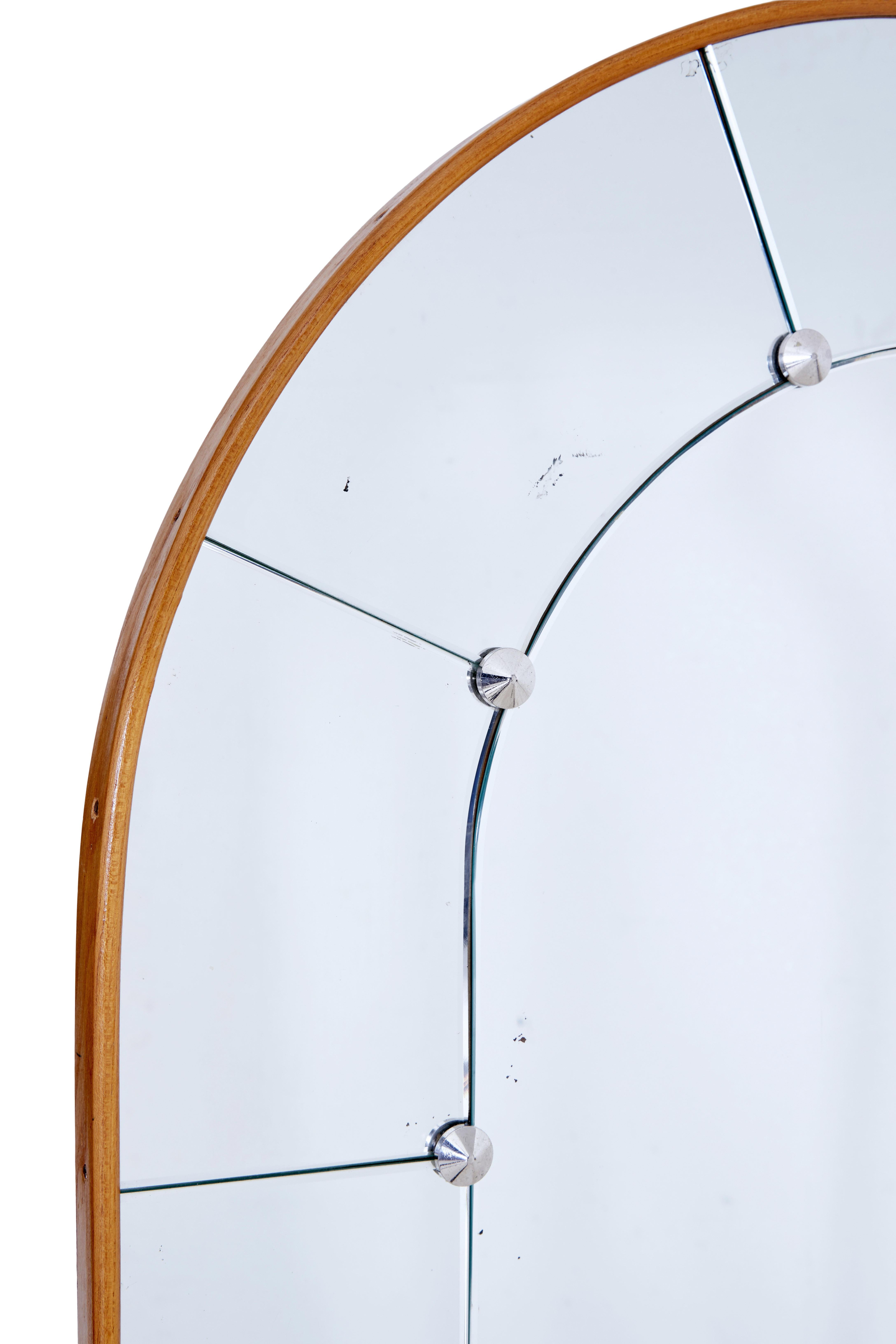 Mid-Century Modern Beech Mid 20th Century Arched Wall Mirror