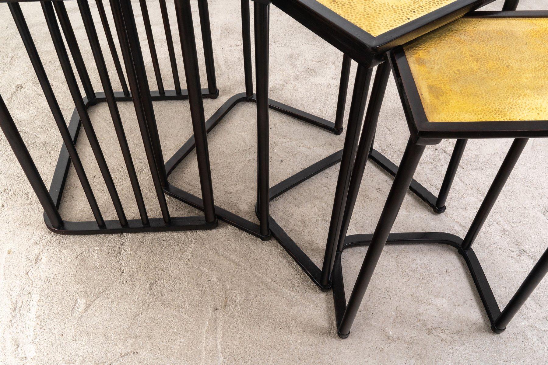Beech Nesting Tables by Josef Hoffmann for Jacob & Josef Kohn, Set of 4 For Sale 3