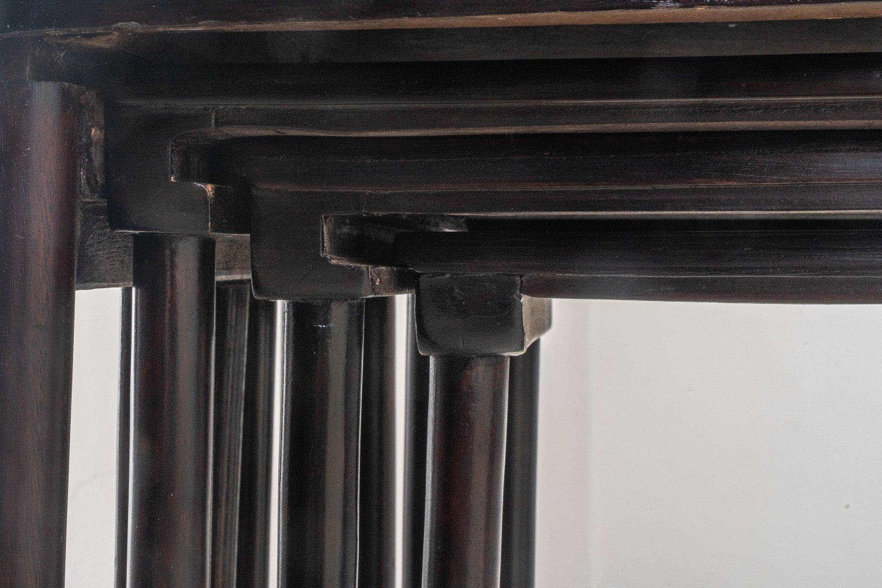 Beech Nesting Tables by Josef Hoffmann for Jacob & Josef Kohn, Set of 4 For Sale 13