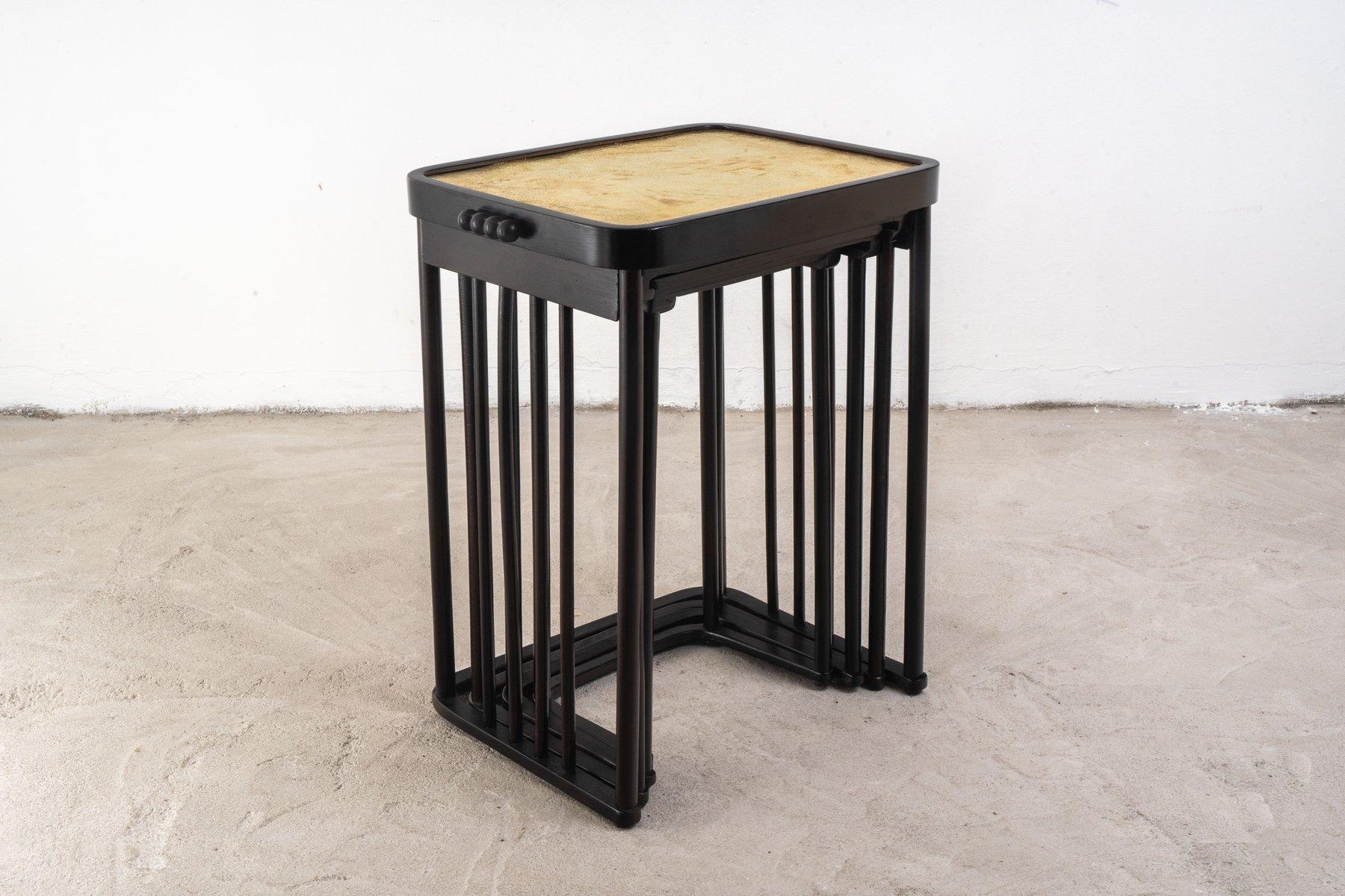 Art Nouveau Beech Nesting Tables by Josef Hoffmann for Jacob & Josef Kohn, Set of 4 For Sale