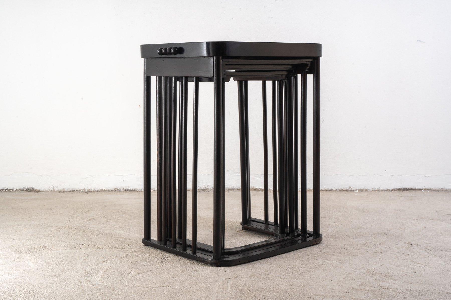 Early 20th Century Beech Nesting Tables by Josef Hoffmann for Jacob & Josef Kohn, Set of 4 For Sale