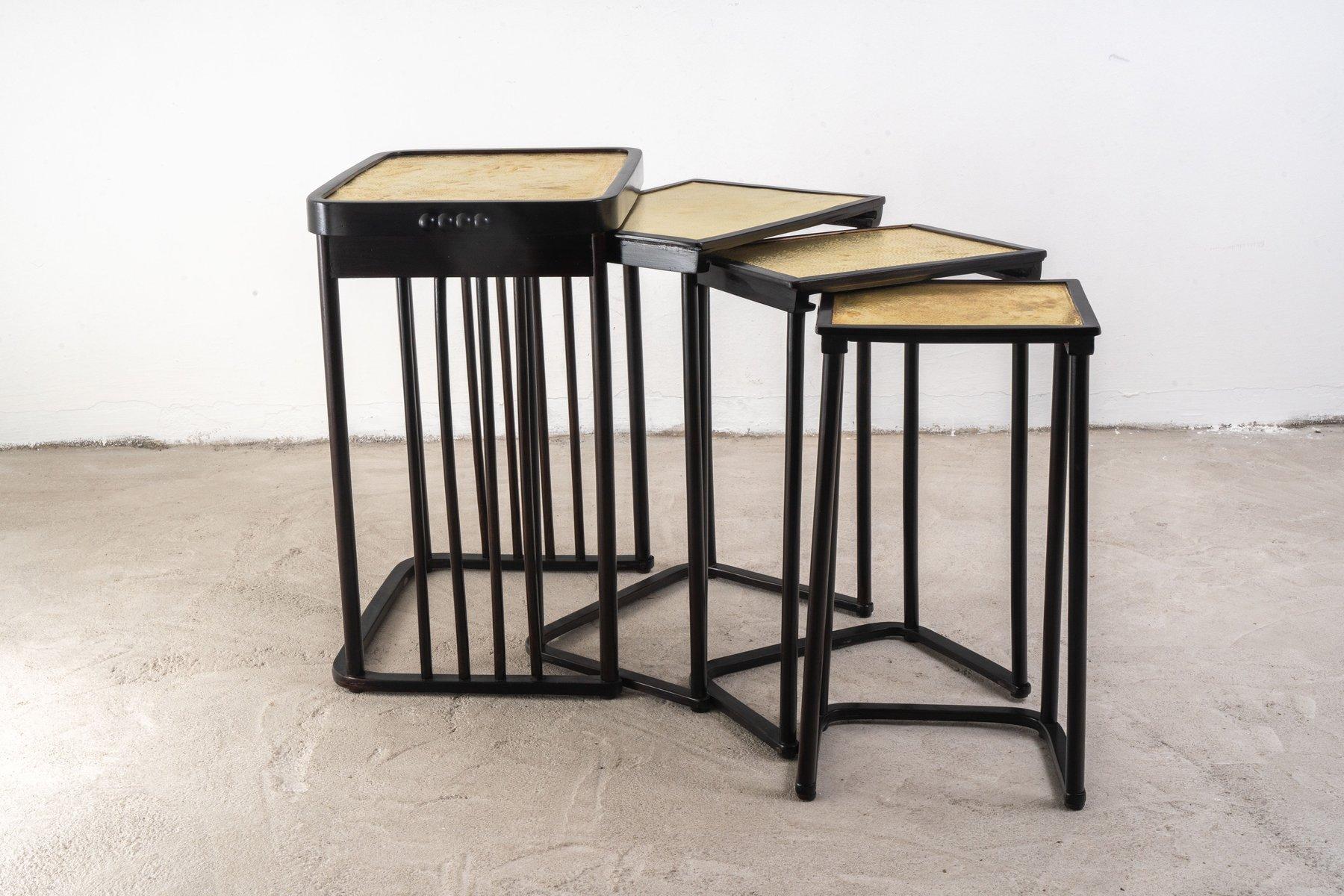 Beech Nesting Tables by Josef Hoffmann for Jacob & Josef Kohn, Set of 4 For Sale 2
