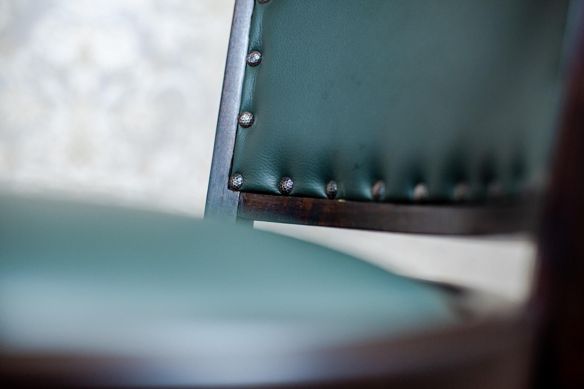 Beech Office Chair From the Interwar Period Upholstered with Green Leather 8