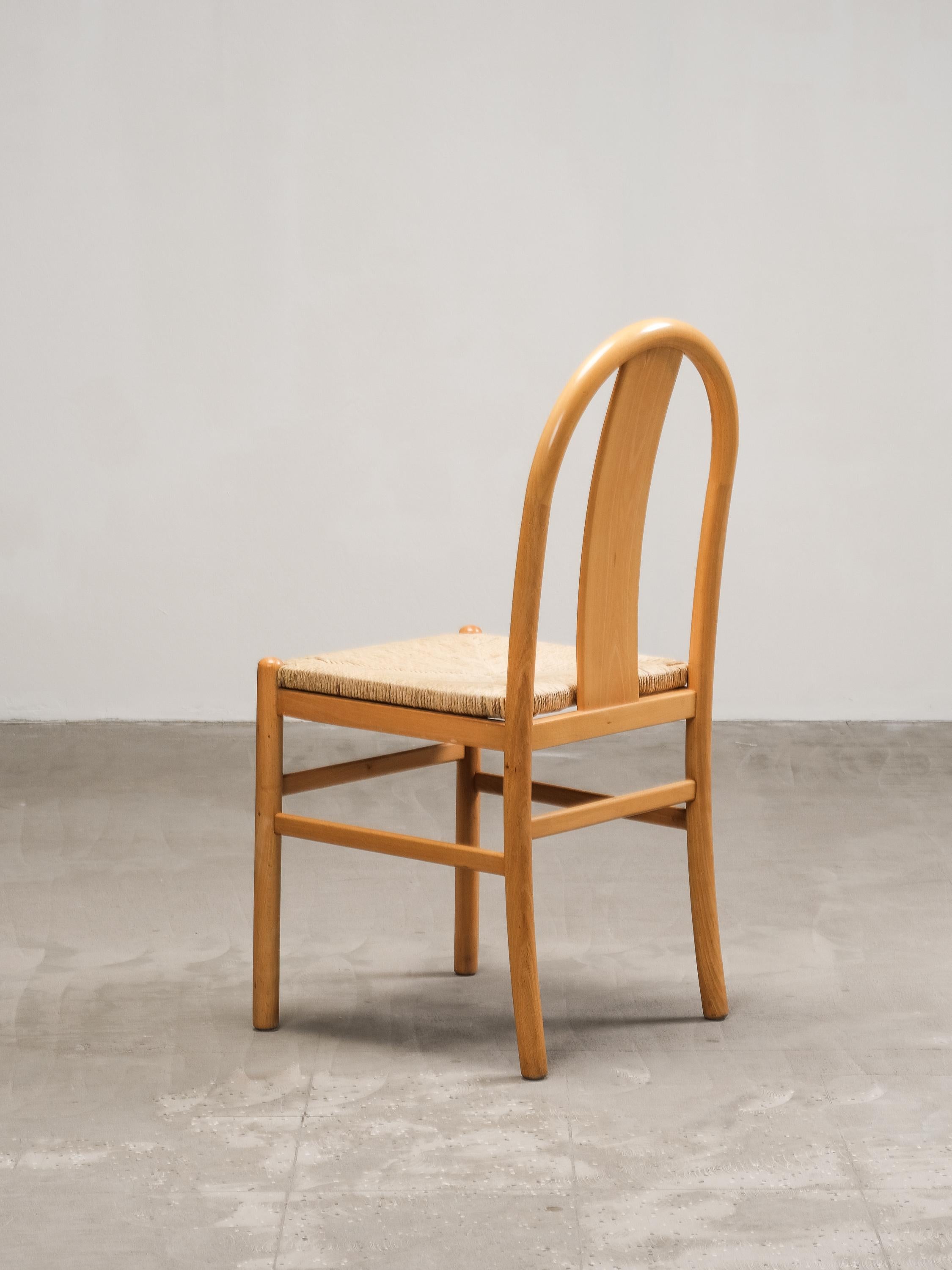 Sedie da pranzo in Beeche e Corda di Carta nello stile di Annig Sarian, anni '80, set di 6 in vendita 13