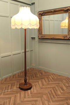 Beech Standard or Floor Lamp with Attractive Linen Shade