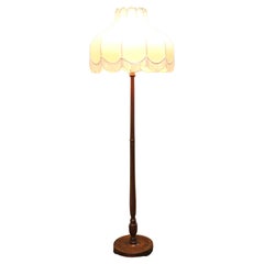 Beech Standard or Floor Lamp with Attractive Linen Shade