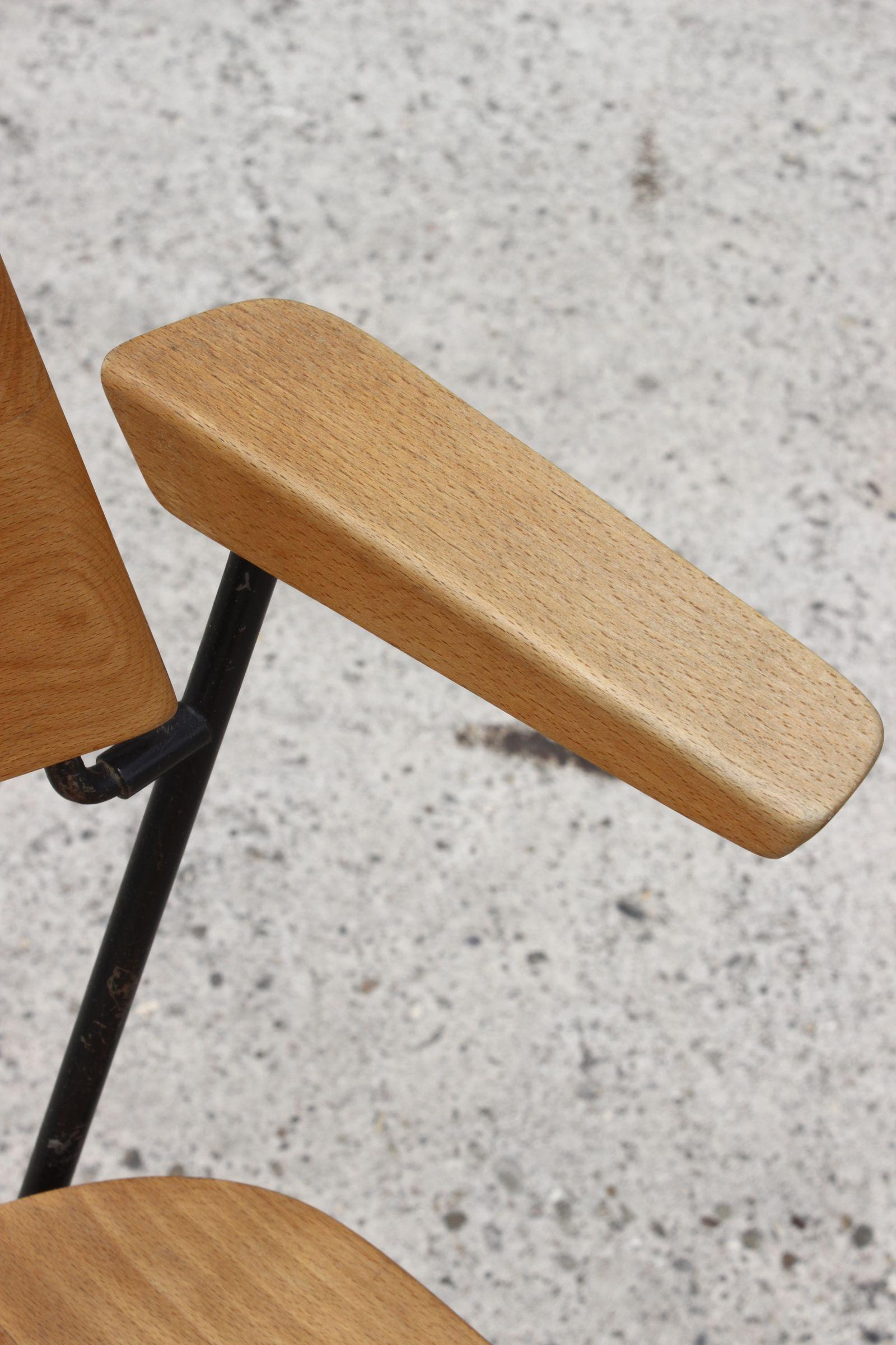 Beech & Steel swivel desk Chair by Martin Stoll for Giroflex Switzerland 1950s 1