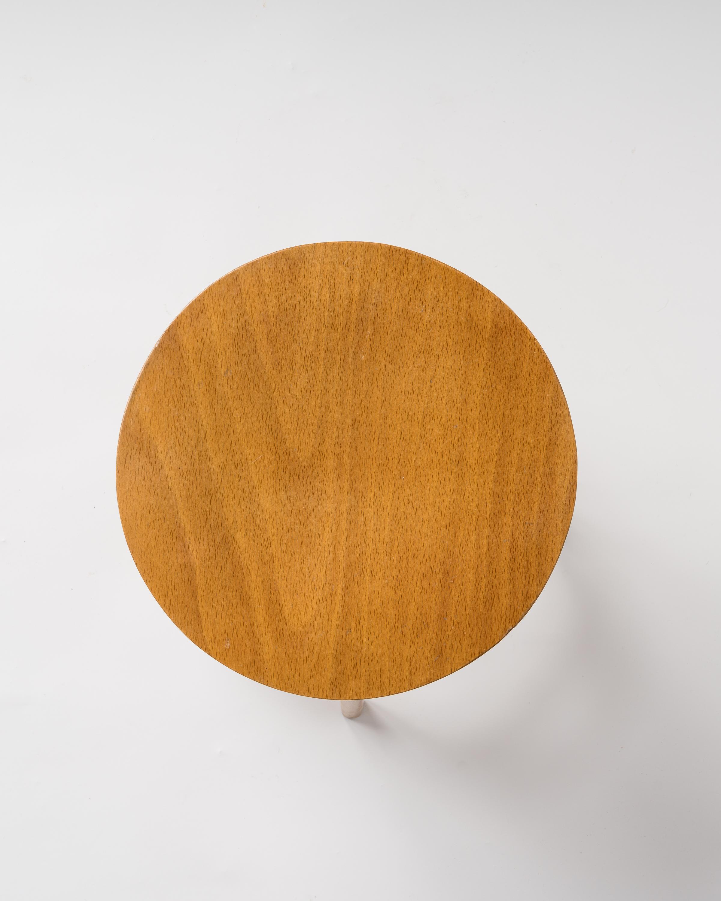 French Beech Stool by Stella, France, 1950s For Sale