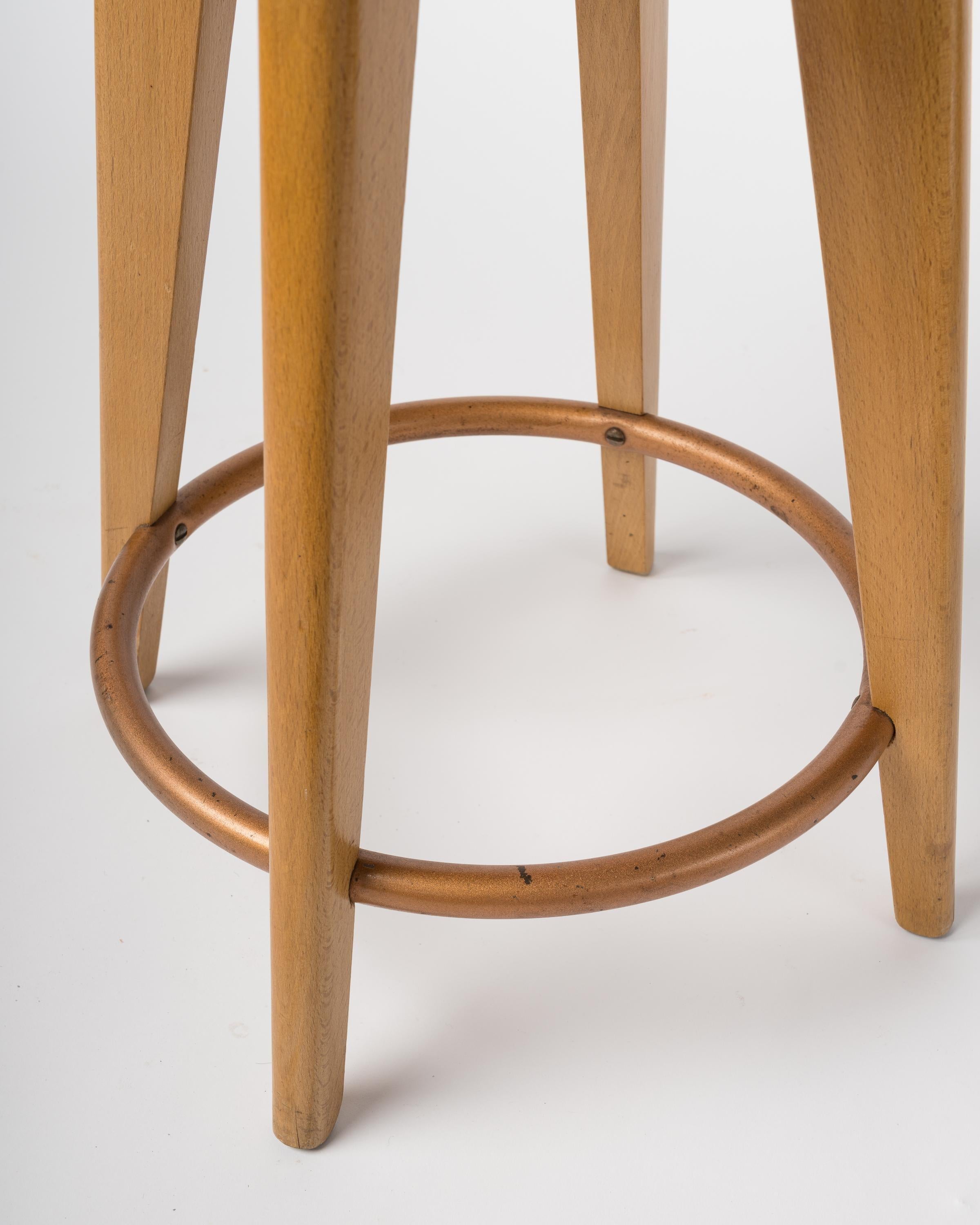Plated Beech Stool by Stella, France, 1950s For Sale