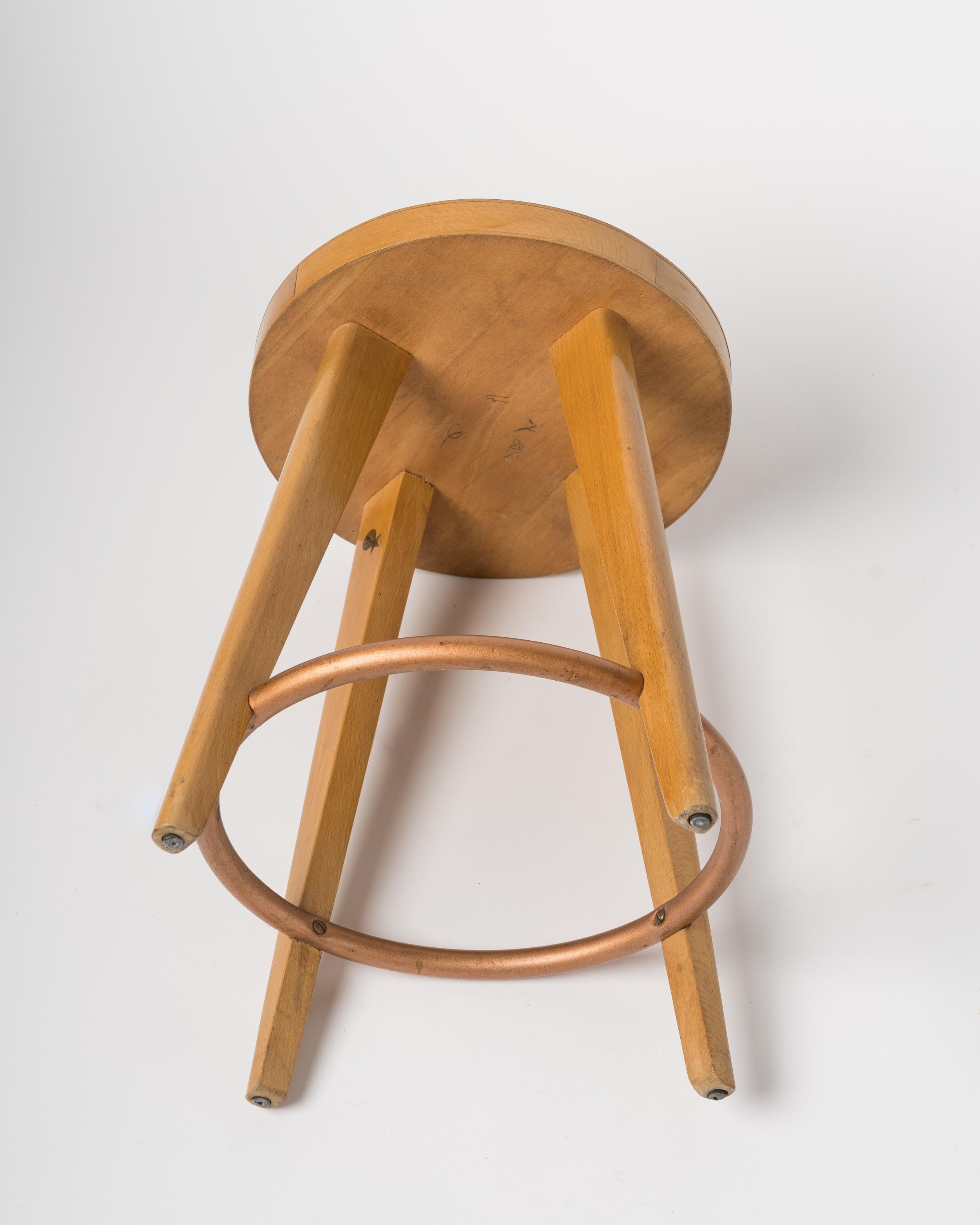 Mid-20th Century Beech Stool by Stella, France, 1950s For Sale