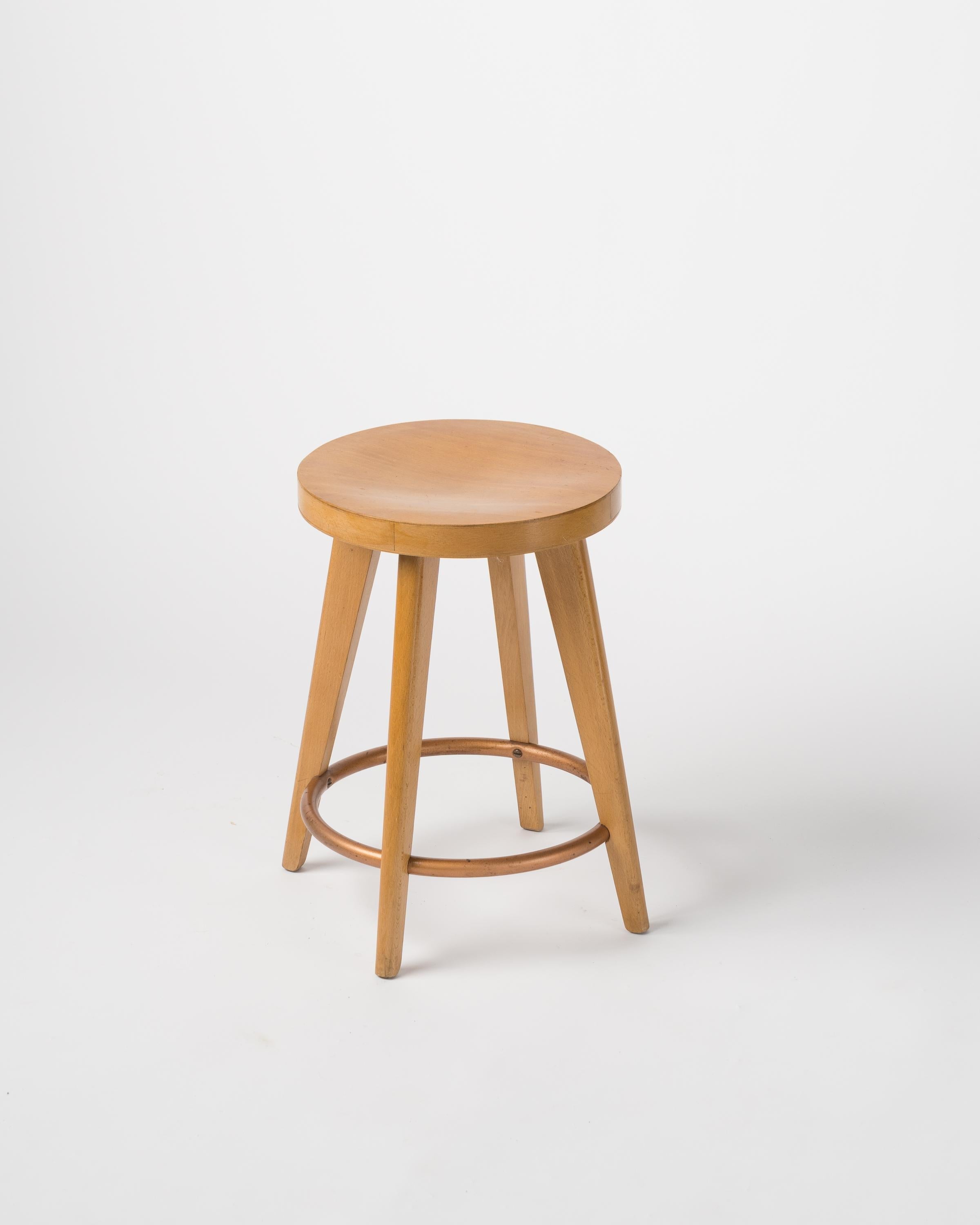 Beech Stool by Stella, France, 1950s For Sale