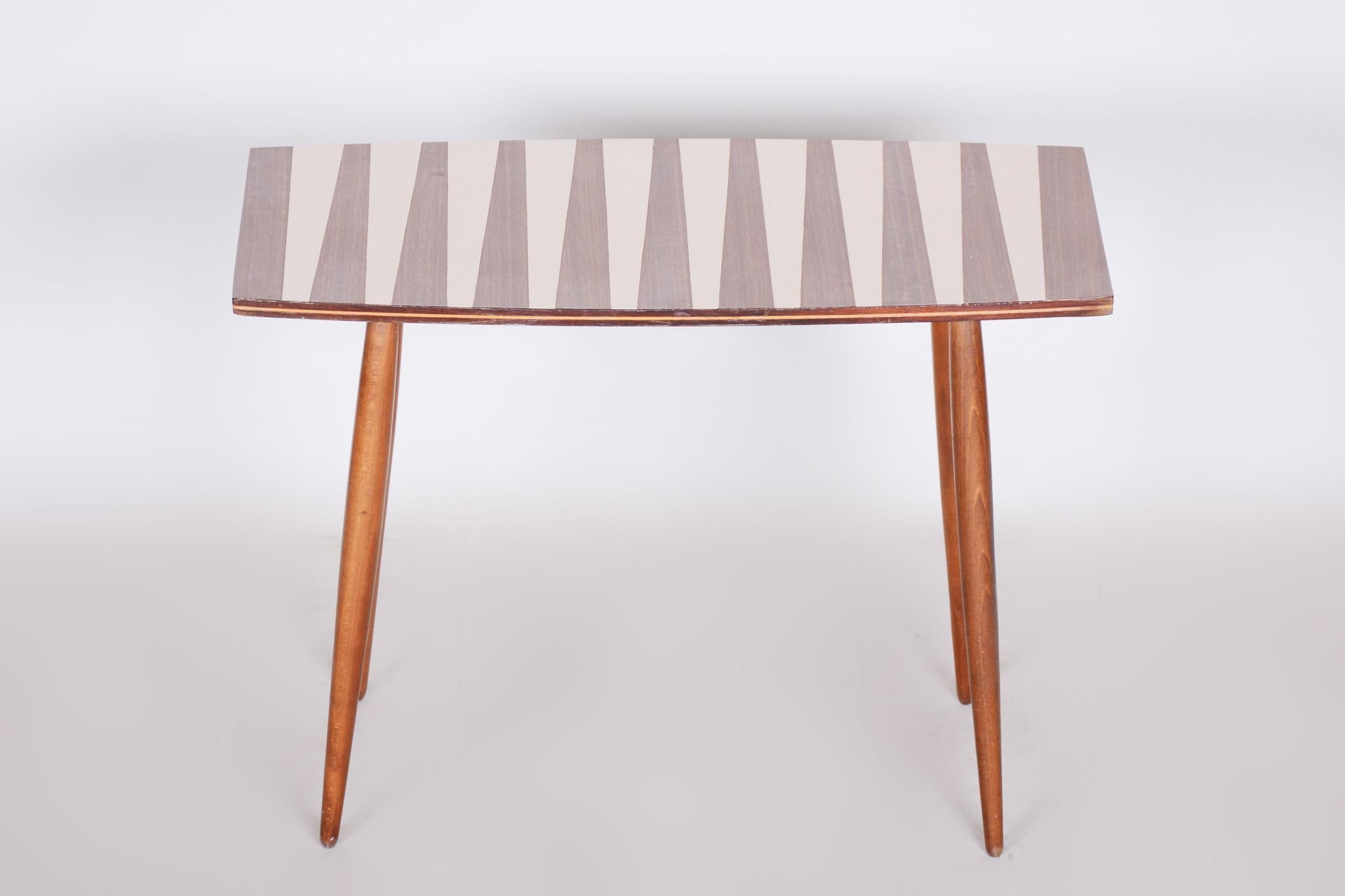 Beech Table, Czech Midcentury, Preserved in Original Condition, 1950s In Good Condition For Sale In Horomerice, CZ