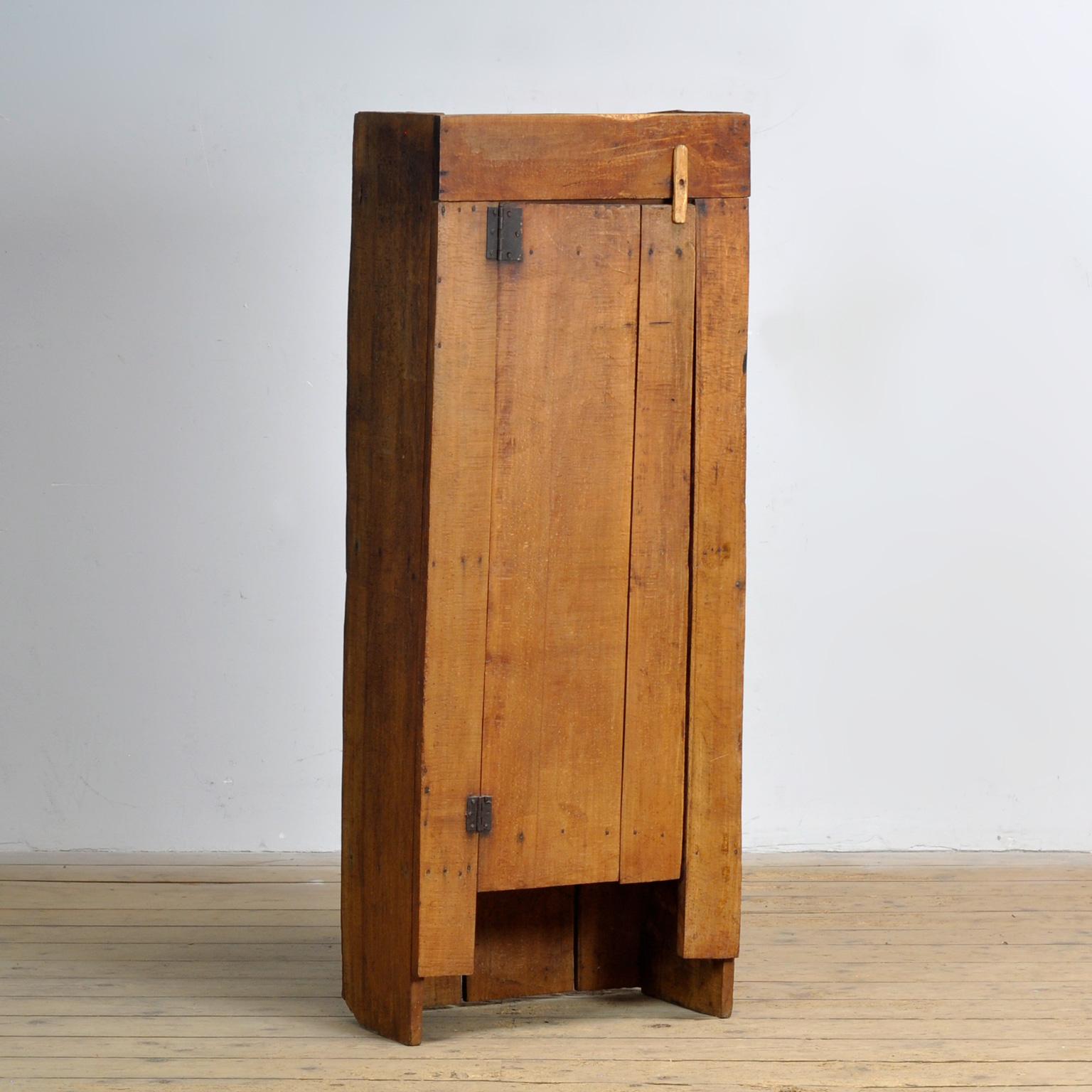 Rustic beech wabi sabi cabinet, 1850s For Sale