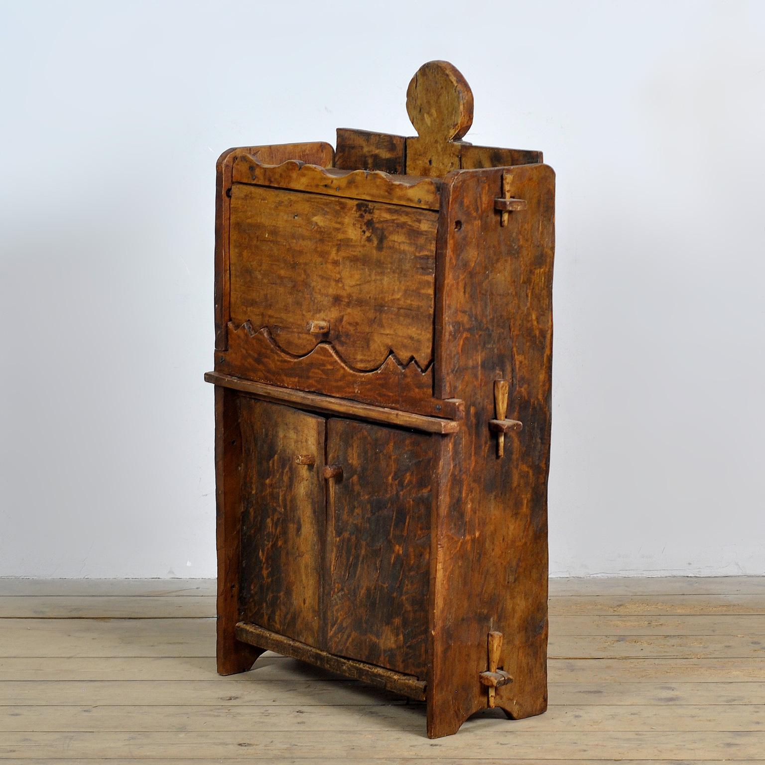 Primitive Beech Wabi Sabi Cabinet, circa 1800 For Sale