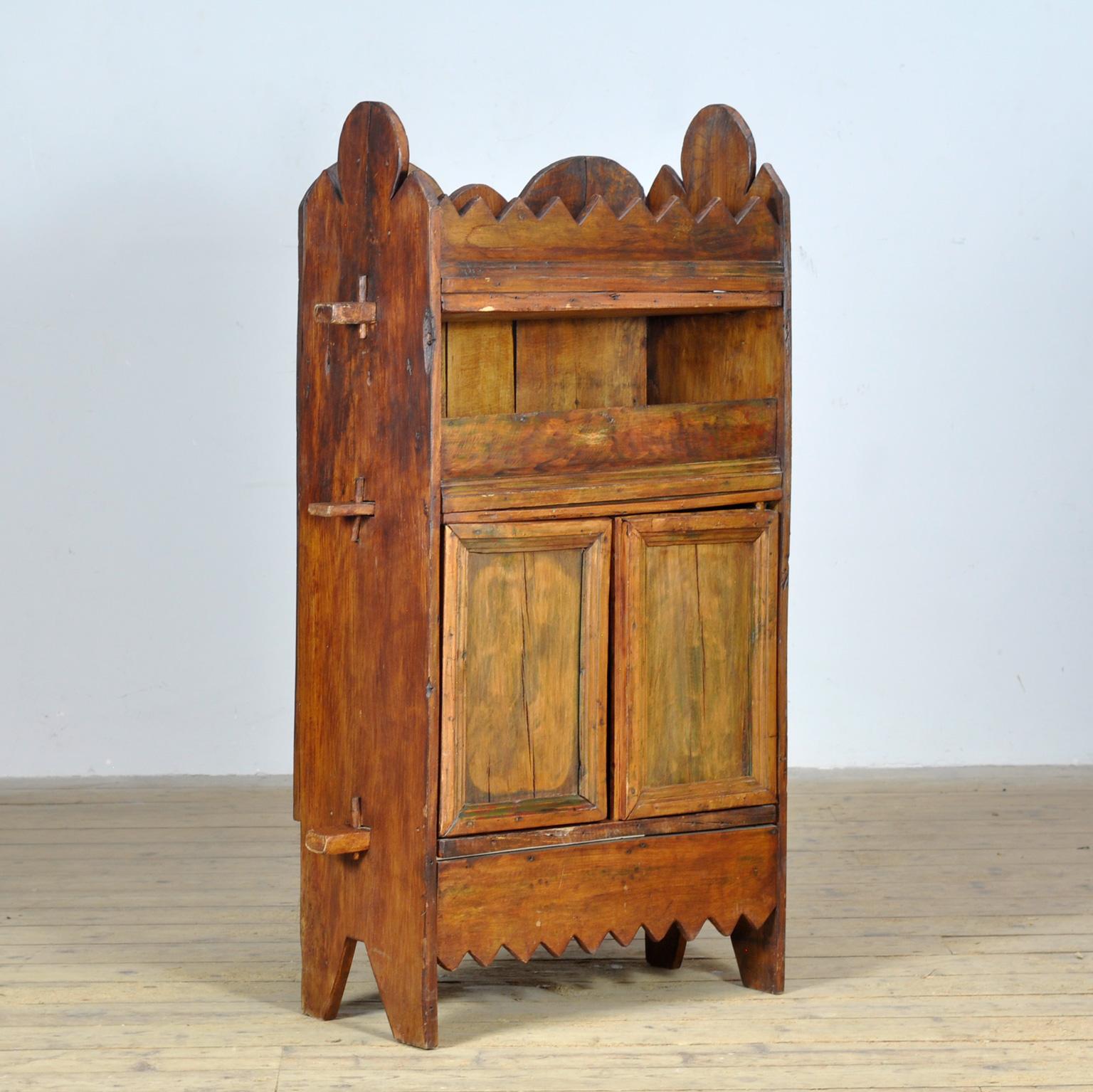 Folk Art Beech Wabi Sabi Cabinet, circa 1800 For Sale