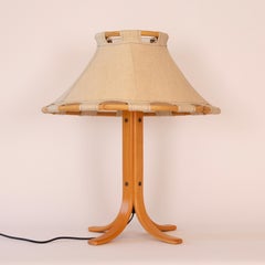 Beech Wood and Canvas Desk Lamp by Anna Ehrner for Atelje Lyktan, 1970s, Sweden