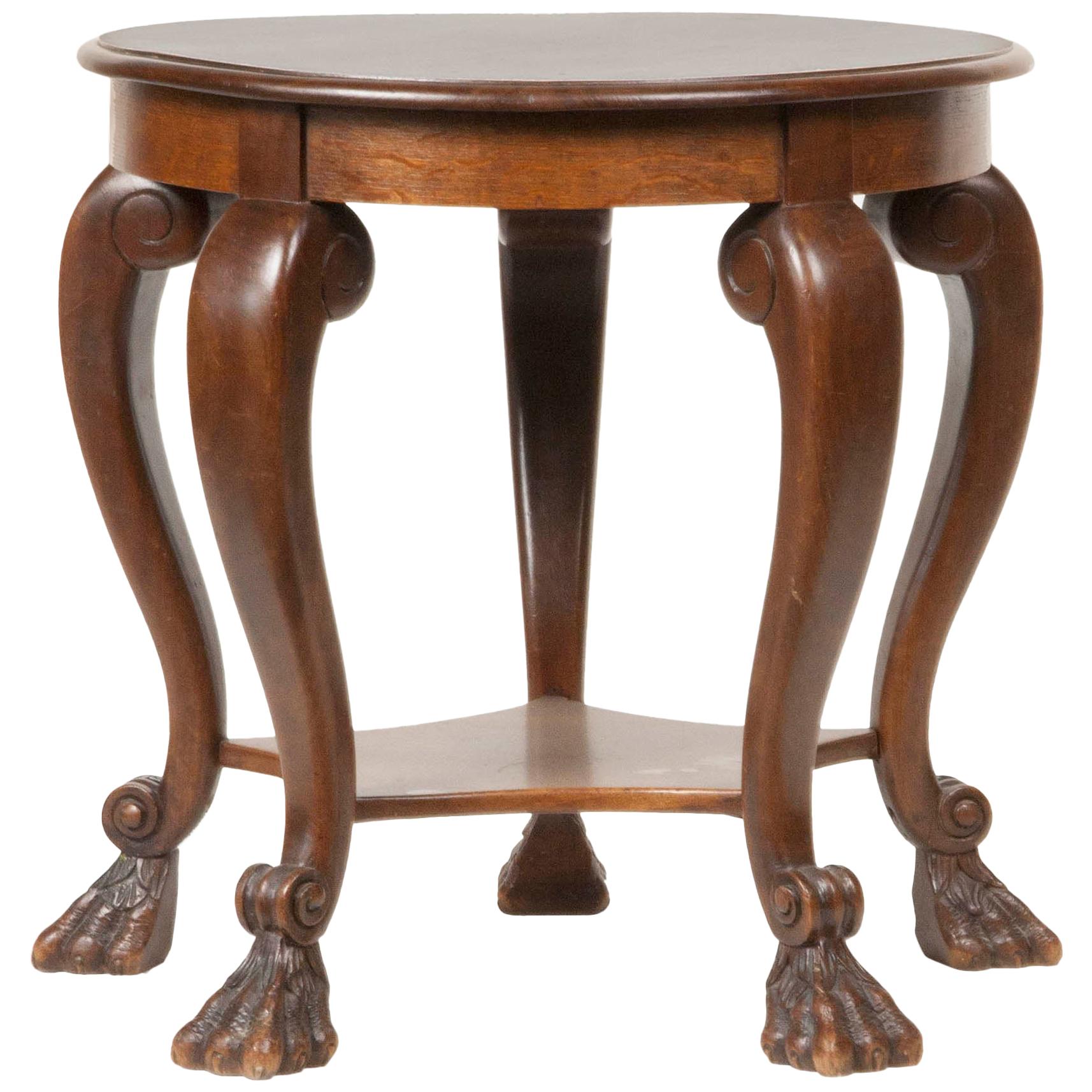 Beech Wood and Oak Round Coffee Table, Early 20th Century