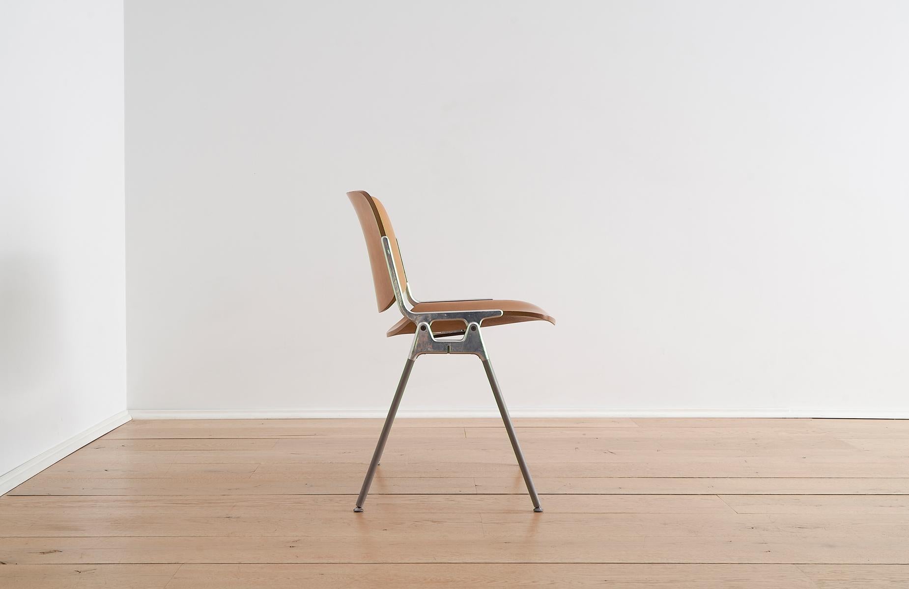 Mid-Century Modern Beech Wood Castelli DSC 106 Stacking Chairs by Giancarlo Piretti, Italy