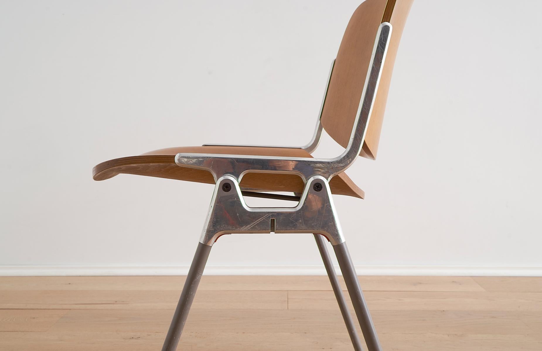 Late 20th Century Beech Wood Castelli DSC 106 Stacking Chairs by Giancarlo Piretti, Italy