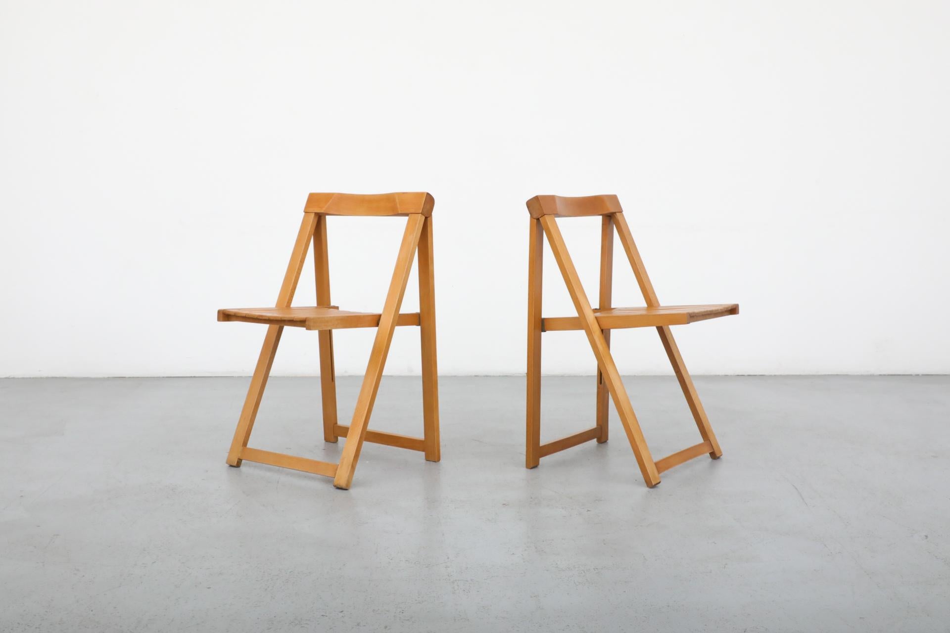 Sillas plegables de madera de haya de Aldo Jacober para Alberto Bazzani, 1960 Moderno de mediados de siglo