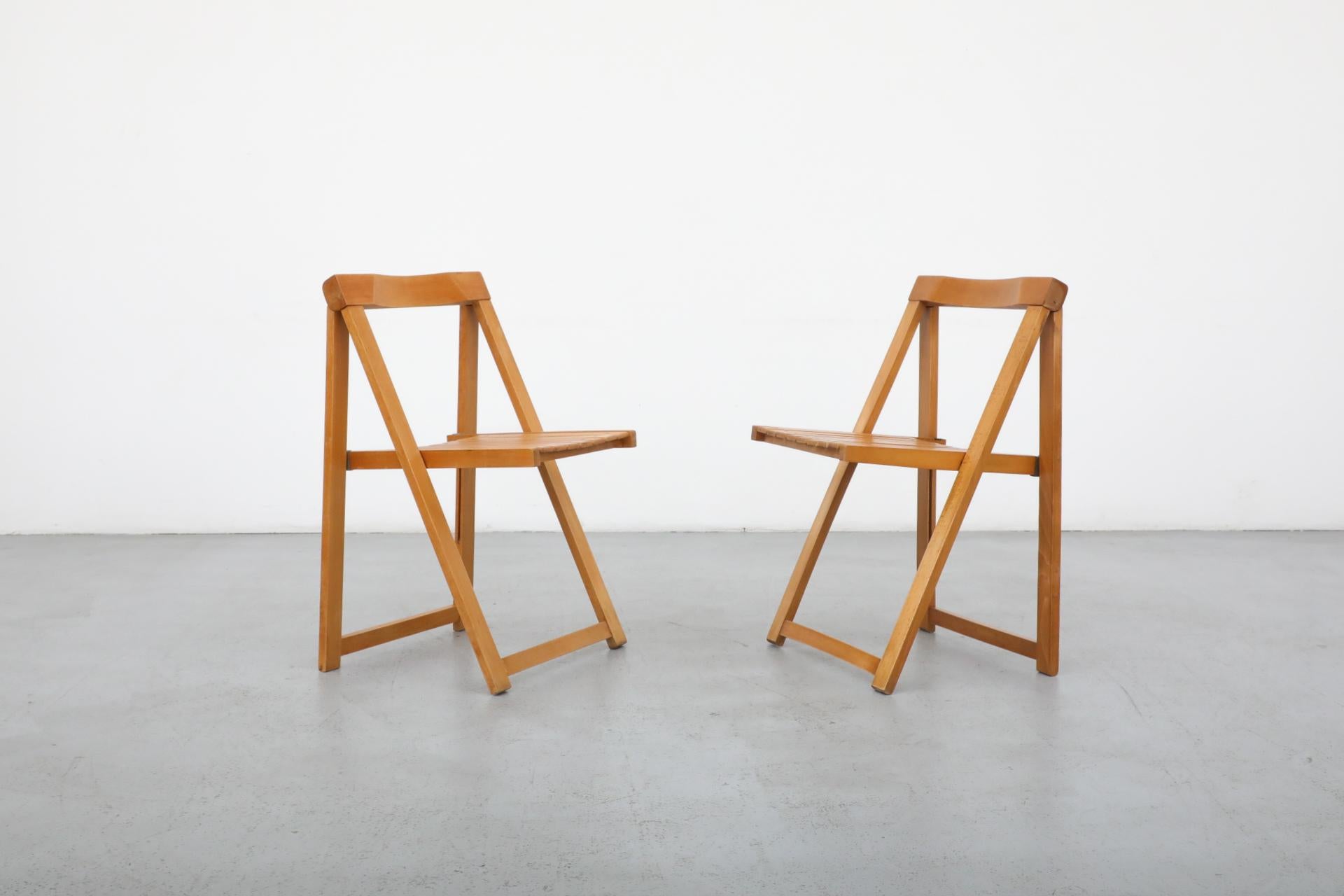 Sillas plegables de madera de haya de Aldo Jacober para Alberto Bazzani, 1960 en Bueno Estado en Los Angeles, CA