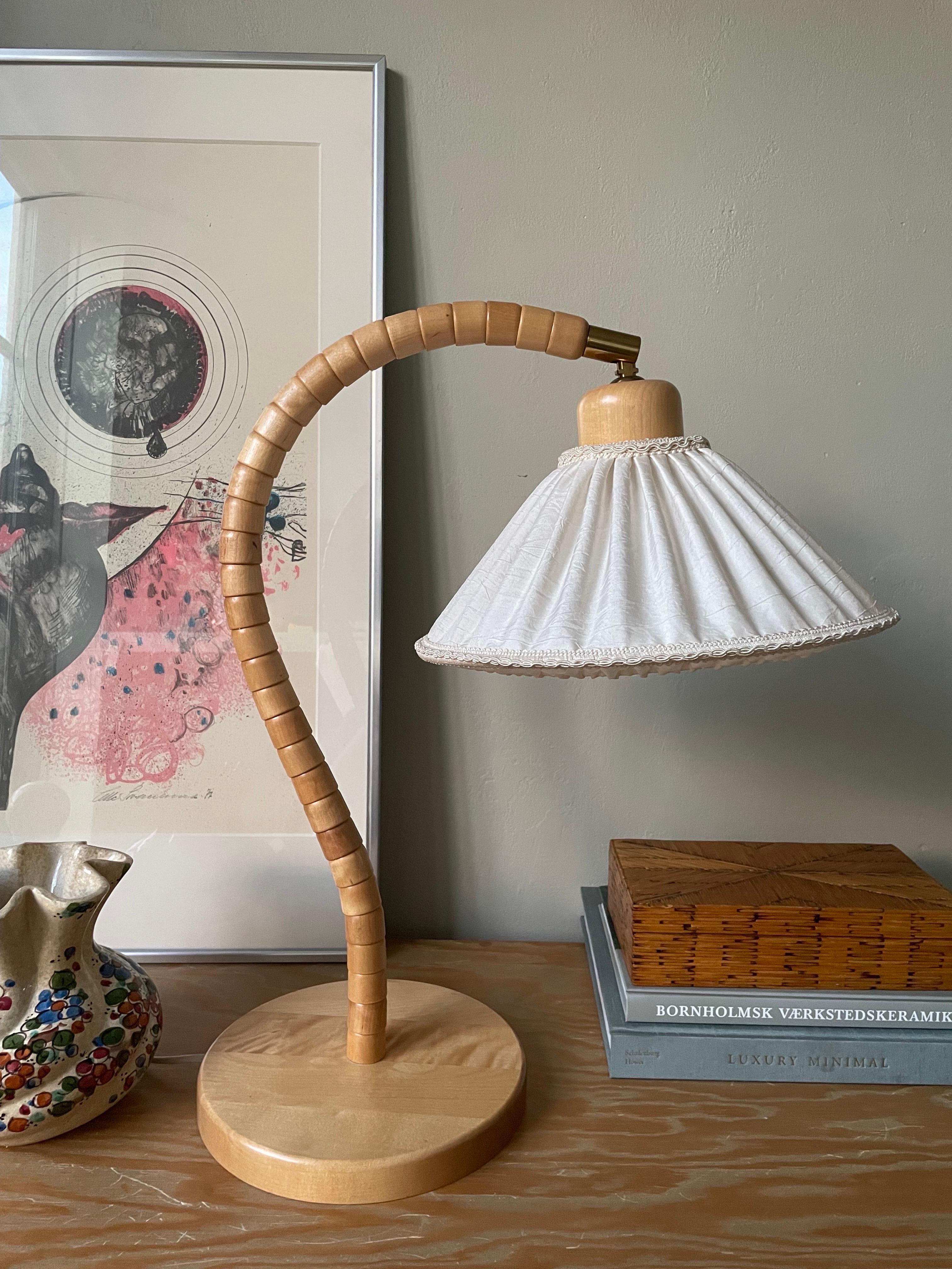 Markslöjd Beech Wood Swedish Modern Art Deco Lamp, 1960s 13