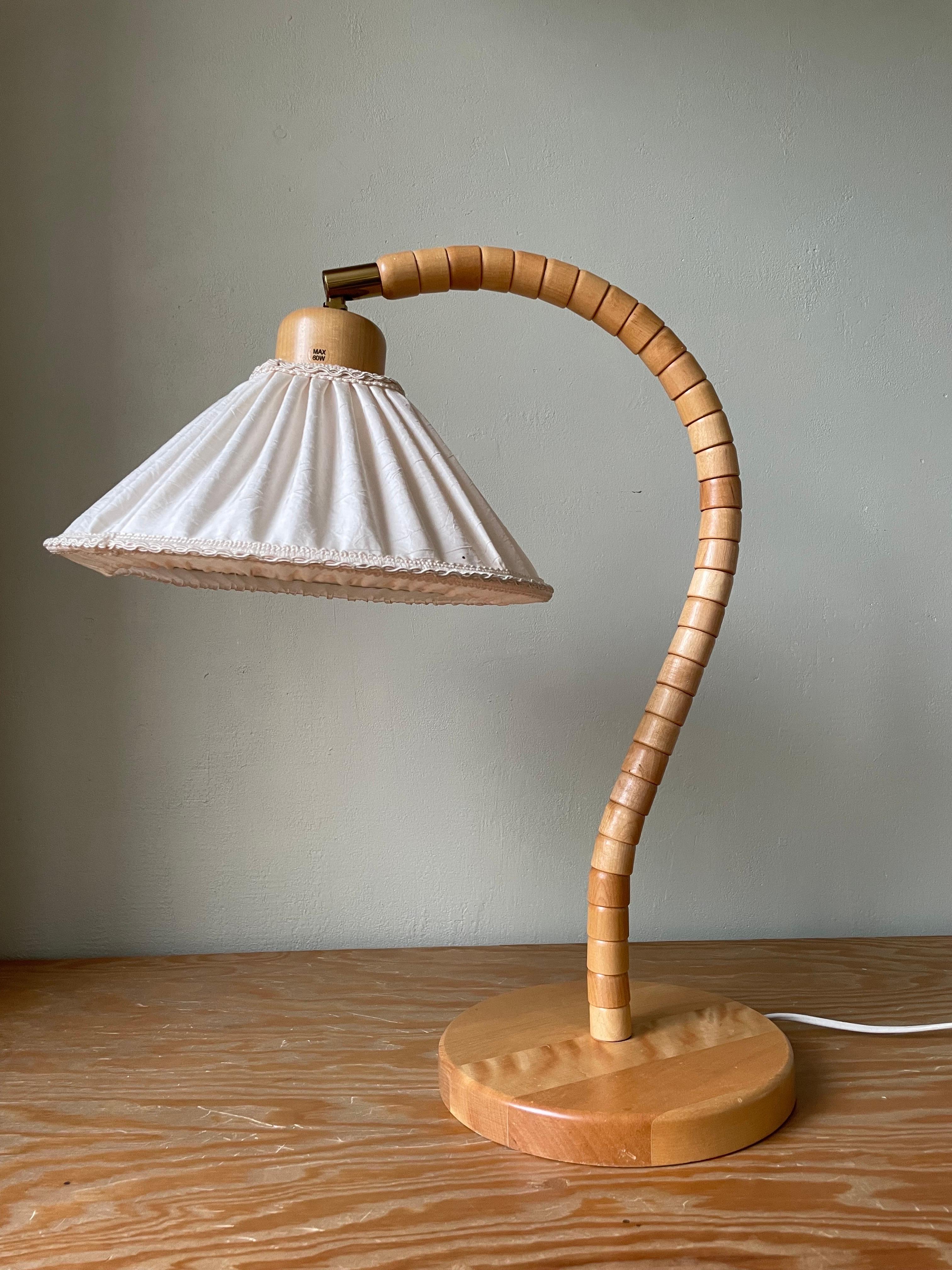 Scandinavian Modern Markslöjd Beech Wood Swedish Modern Art Deco Lamp, 1960s For Sale