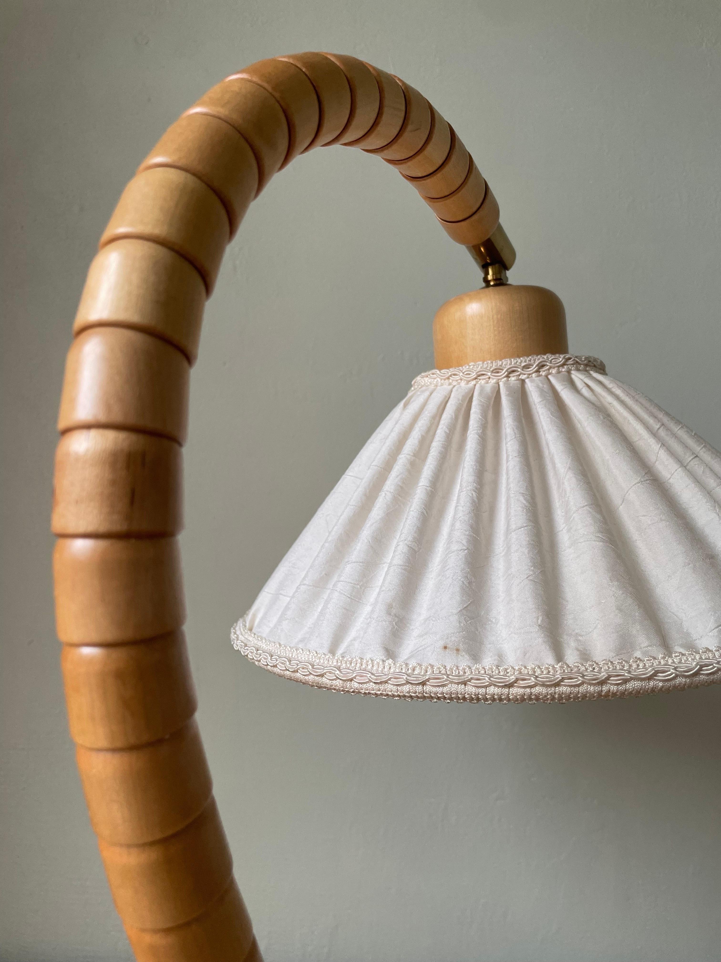 Hand-Crafted Markslöjd Beech Wood Swedish Modern Art Deco Lamp, 1960s For Sale