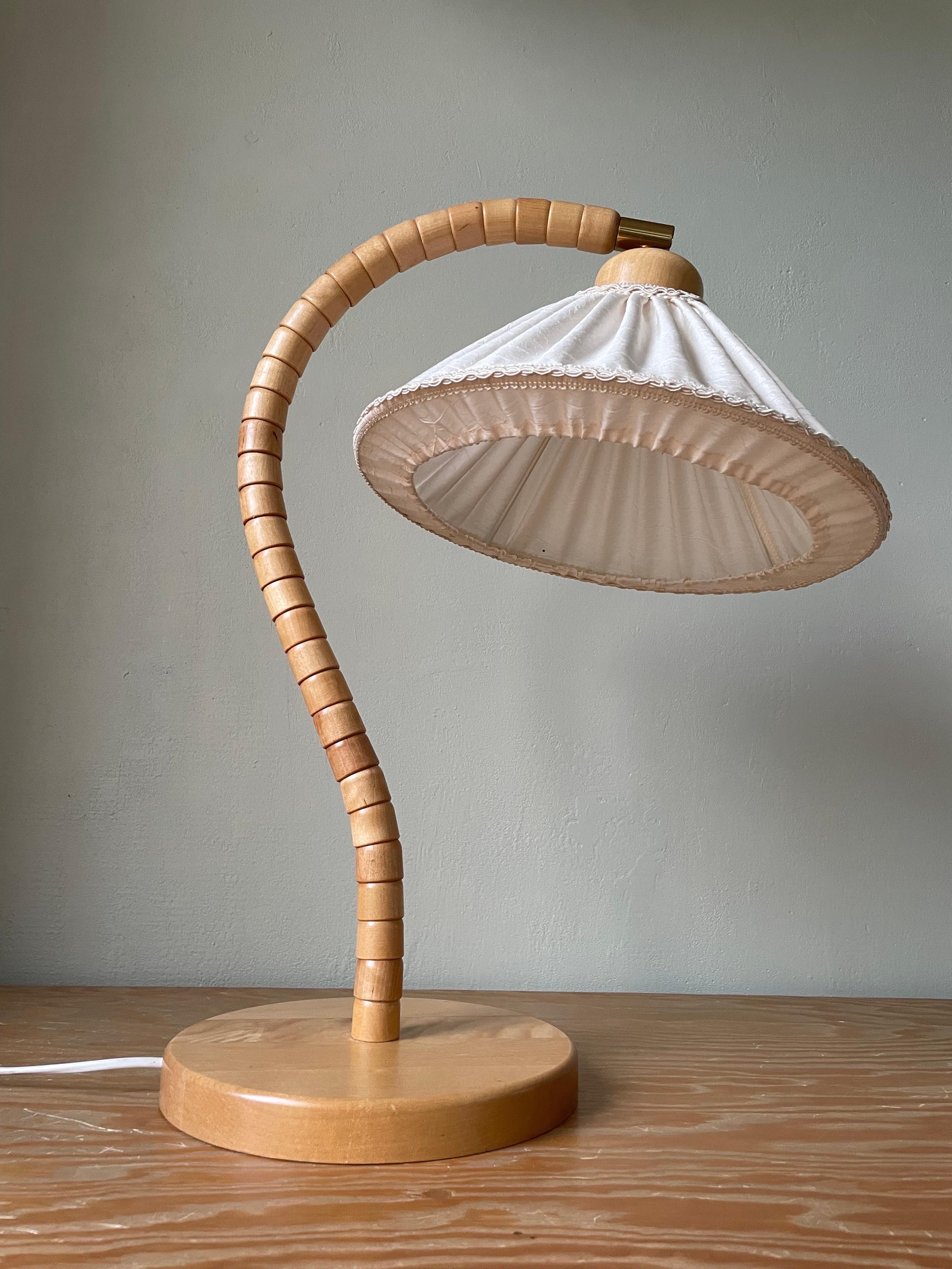 20th Century Markslöjd Beech Wood Swedish Modern Art Deco Lamp, 1960s