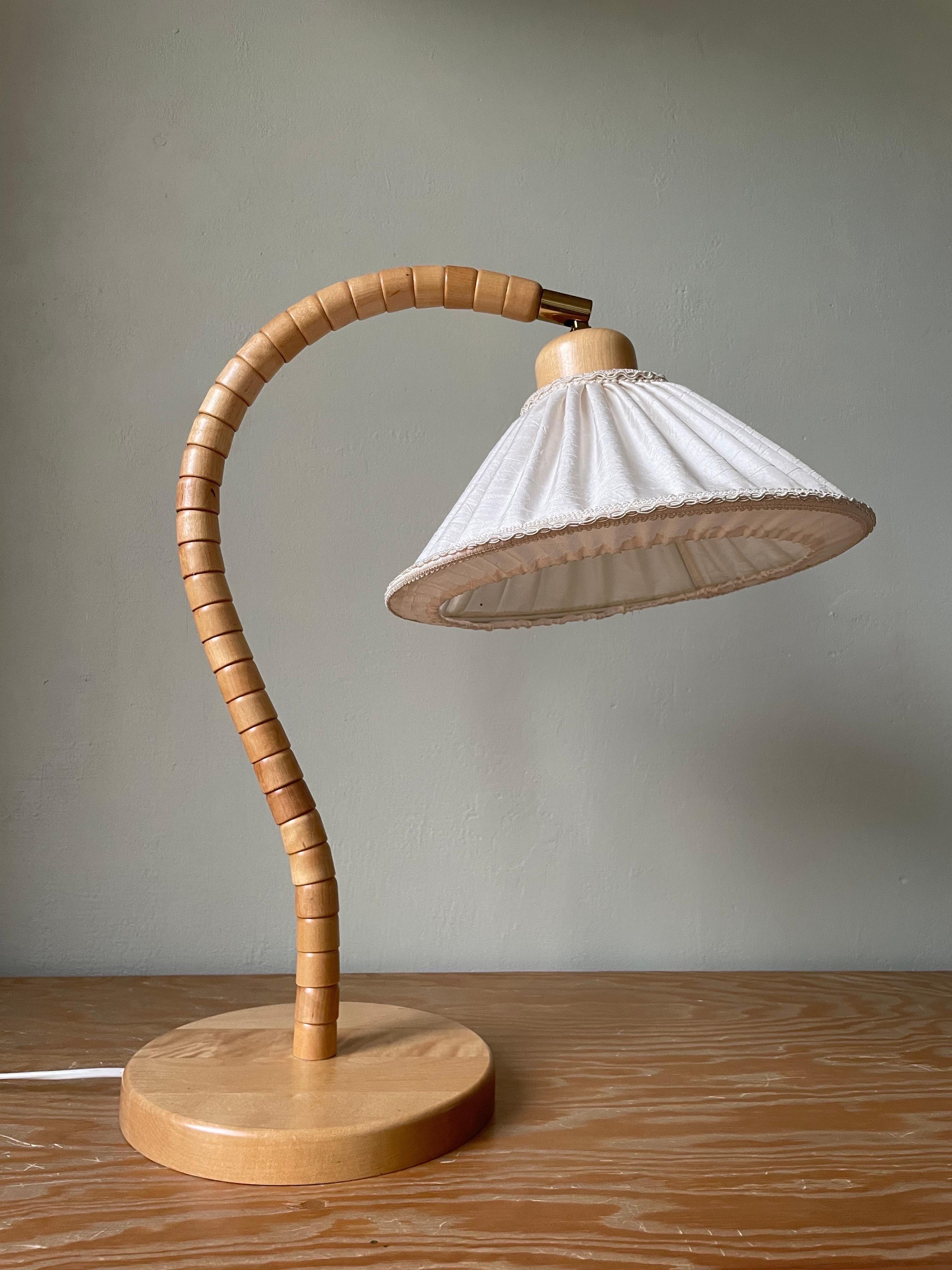 Markslöjd Beech Wood Swedish Modern Art Deco Lamp, 1960s 1