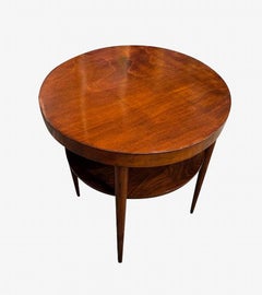Beech Wood Round Side Table With Shelf, Hungary, 1940s