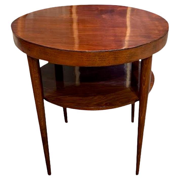 Beech Wood Round Side Table With Shelf, Hungary, 1940s For Sale