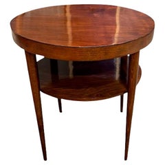 Beech Wood Round Side Table With Shelf, Hungary, 1940s