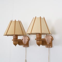 Beech Wood Sconces by Jan Wickelgren for Aneta, 1970s, Sweden