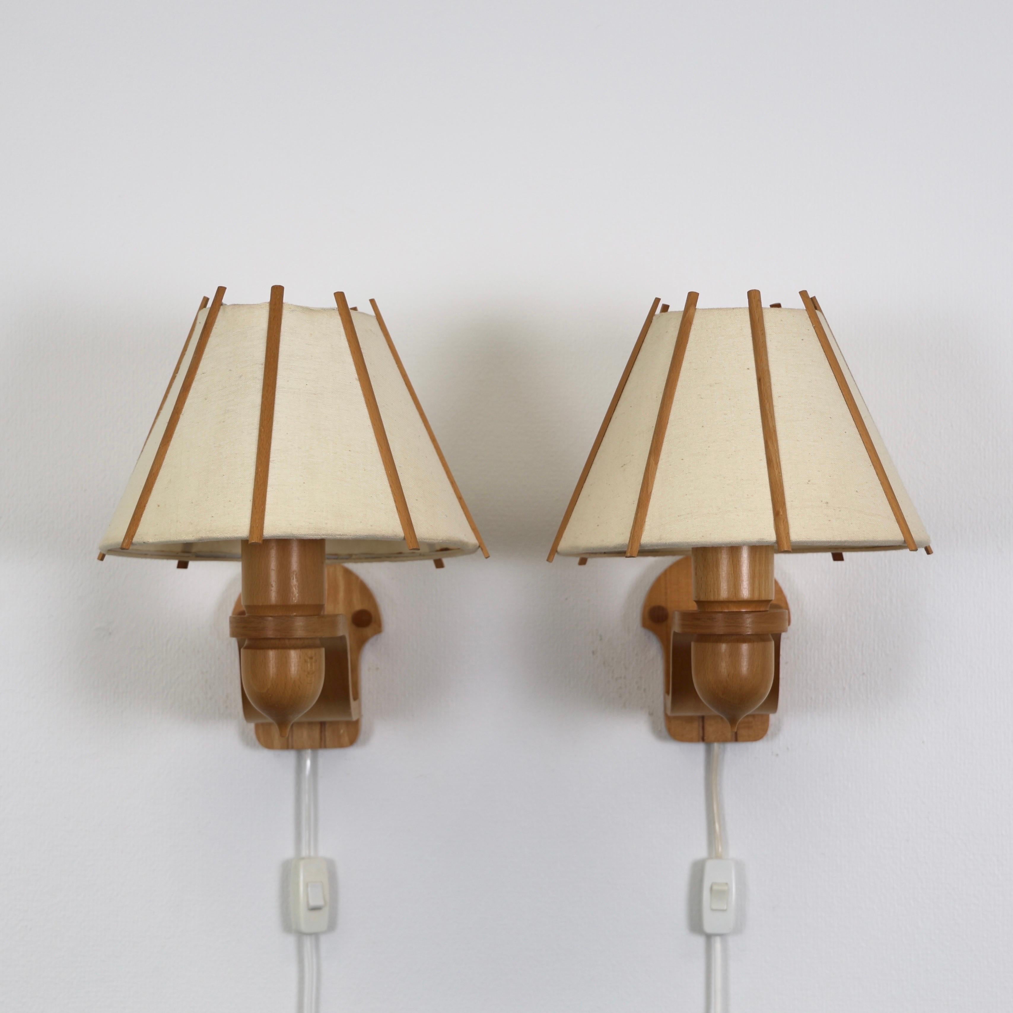 Late 20th Century Beech Wood Sconces by Jan Wickelgren for Aneta, 1970s, Sweden