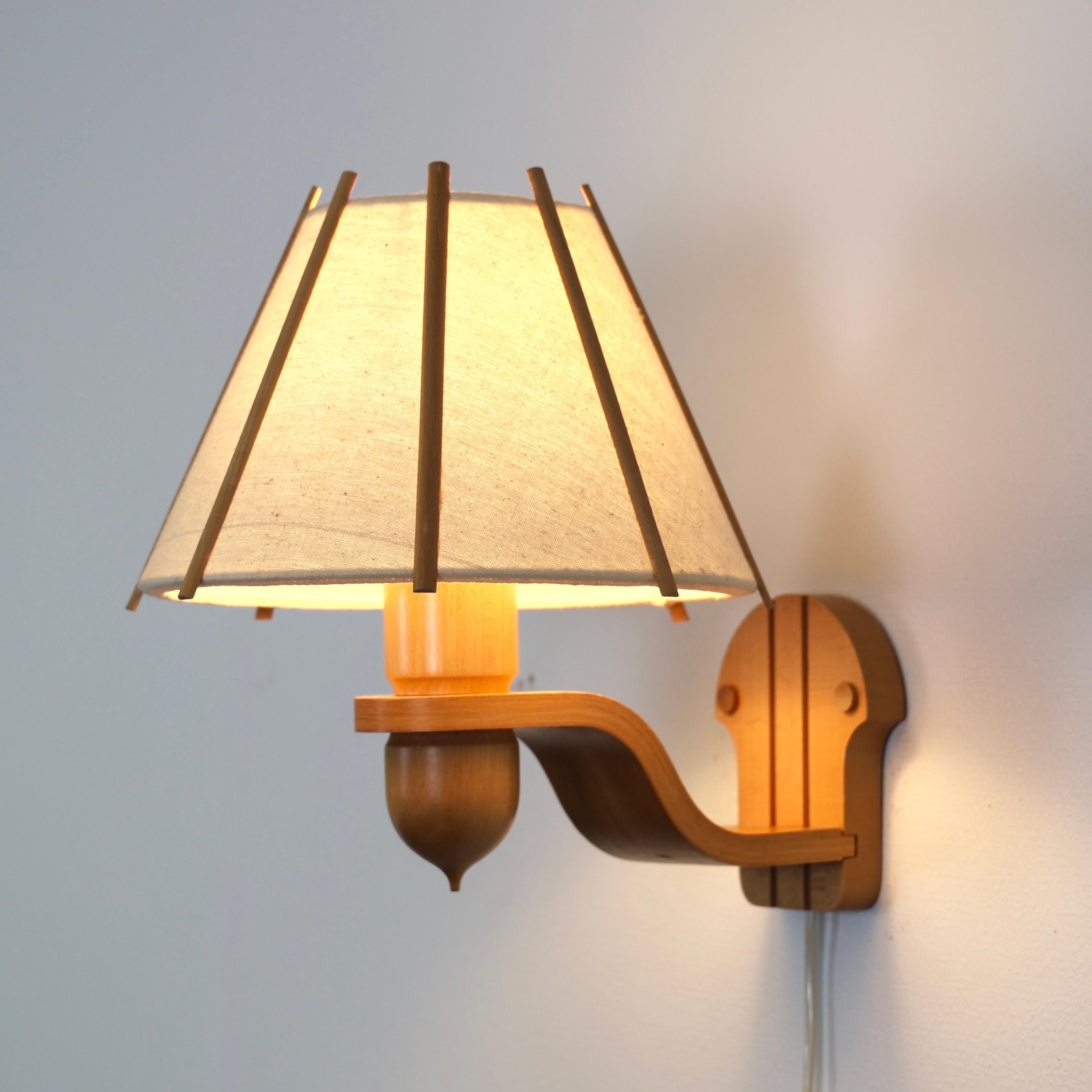 Beech Wood Sconces by Jan Wickelgren for Aneta, 1970s, Sweden 2
