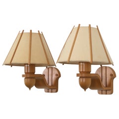 Beech Wood Sconces by Jan Wickelgren for Aneta, 1970s, Sweden
