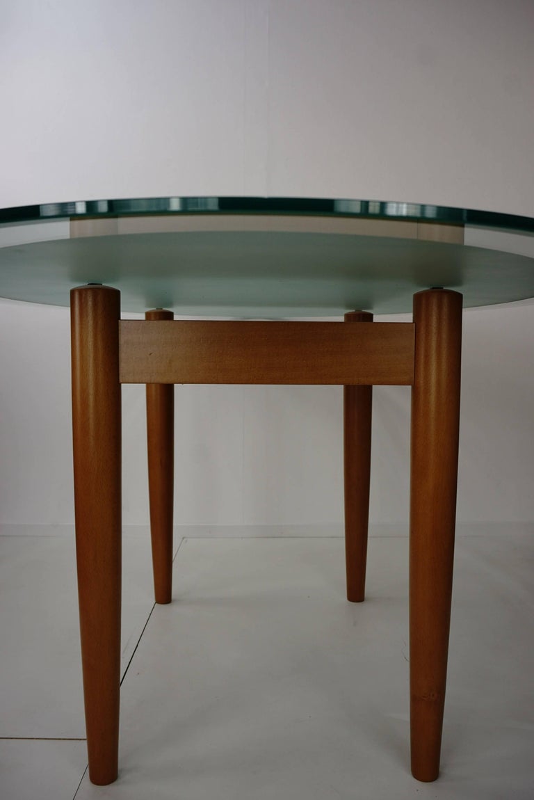 Beech Wooden Base and Oval Glass Tray Dining Table at 1stDibs