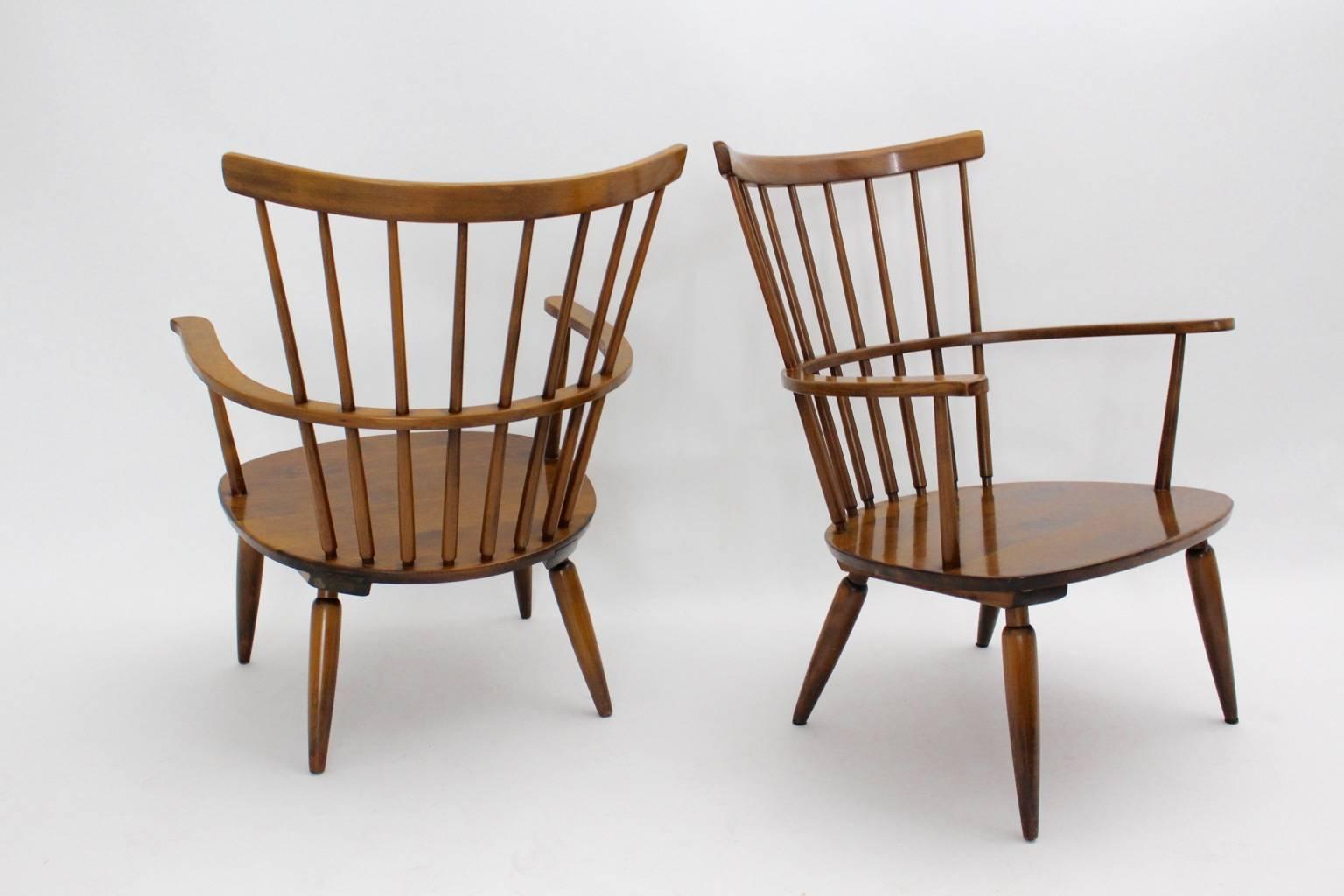 Mid-Century Modern Fauteuils en hêtre modernes du milieu du siècle Altheim de Franz Schuster, Autriche, années 1950 en vente