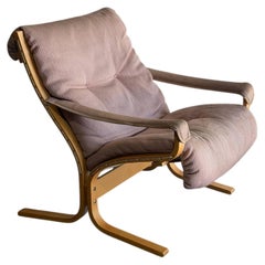 Beechwood Bentwood Lounge Chair with Pink Upholstery Mid-Century Modern 1970s